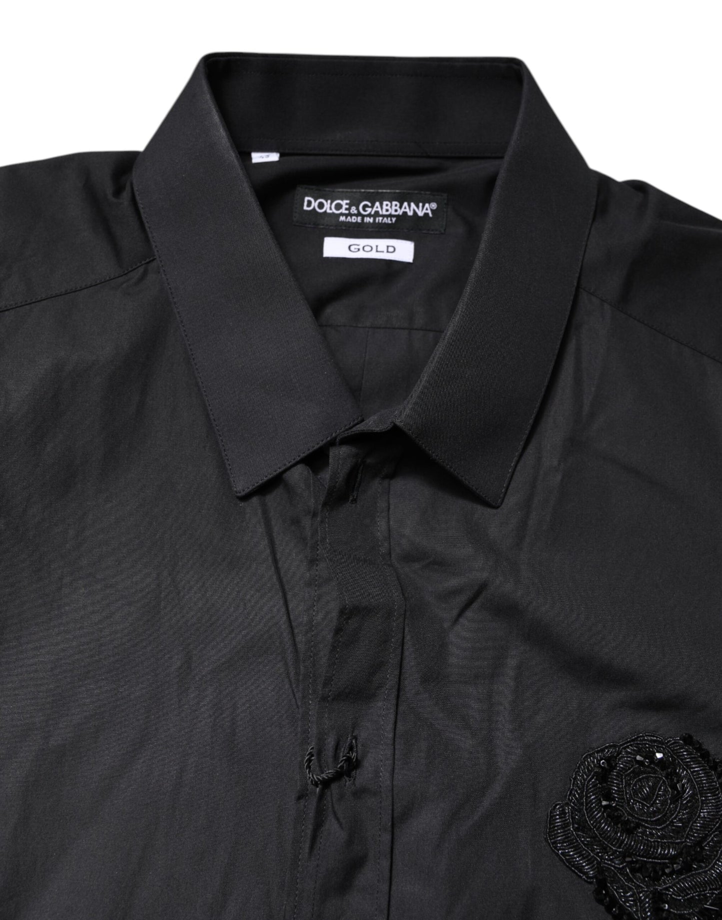 Dolce & Gabbana Black Floral Gold Cotton Dress Formal Shirt Dolce & Gabbana