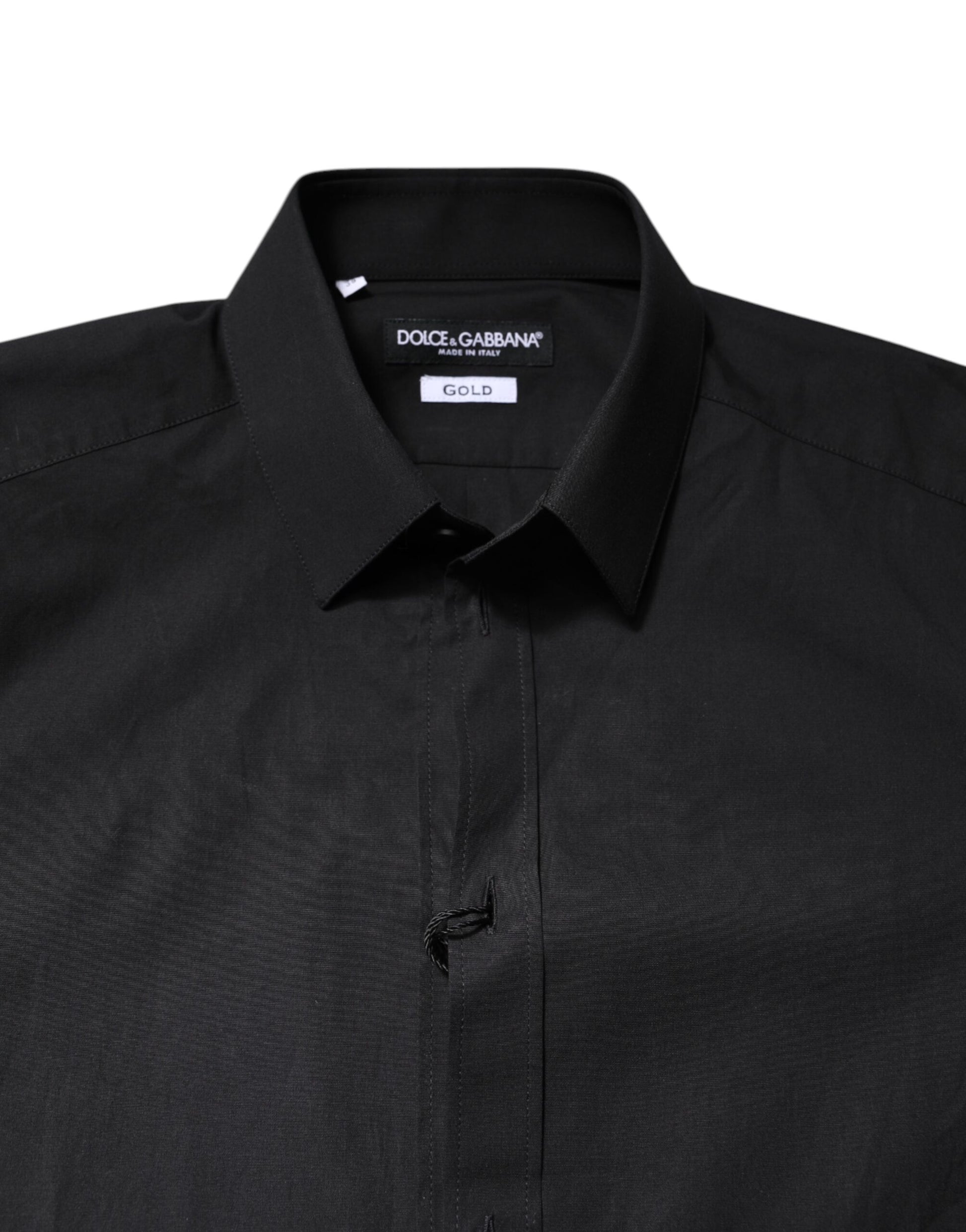 Dolce & Gabbana Black GOLD Cotton Dress Formal Shirt Dolce & Gabbana