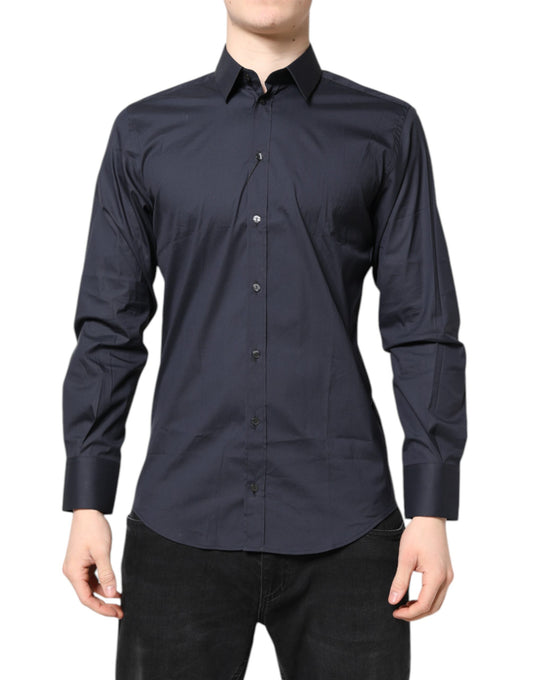 Dolce & Gabbana Dark Blue MARTINI Cotton Dress Formal Shirt Dolce & Gabbana