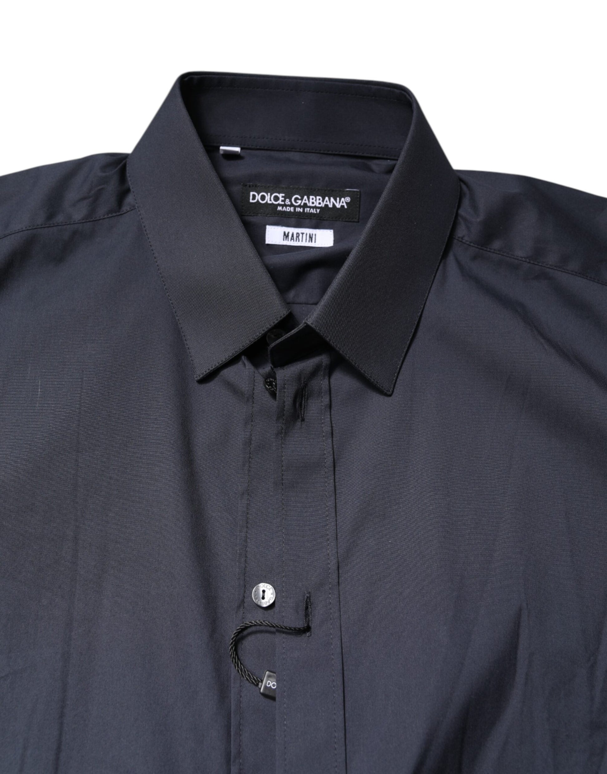 Dolce & Gabbana Dark Blue MARTINI Cotton Dress Formal Shirt Dolce & Gabbana