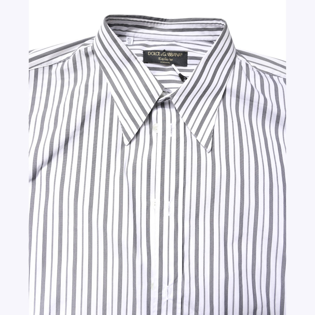 Dolce & Gabbana White Black Stripe Button Down Casual Shirt