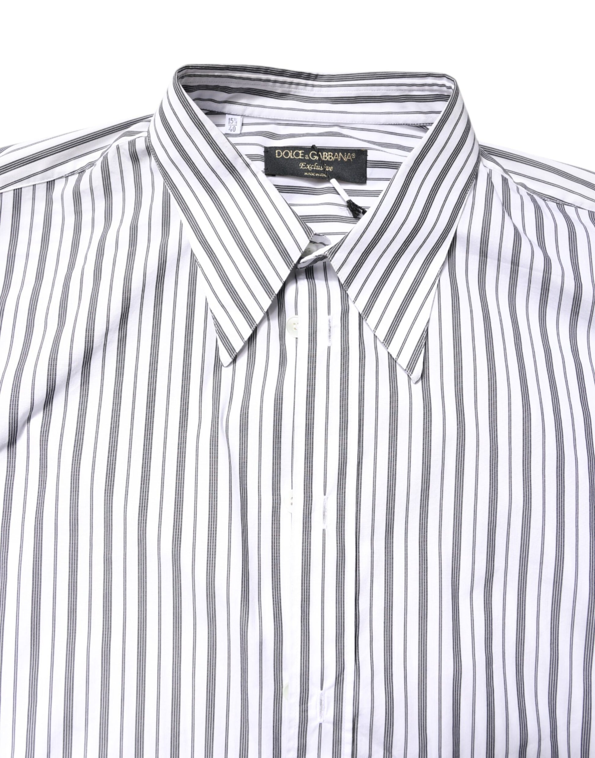 Dolce & Gabbana White Black Stripe Button Down Casual Shirt Dolce & Gabbana