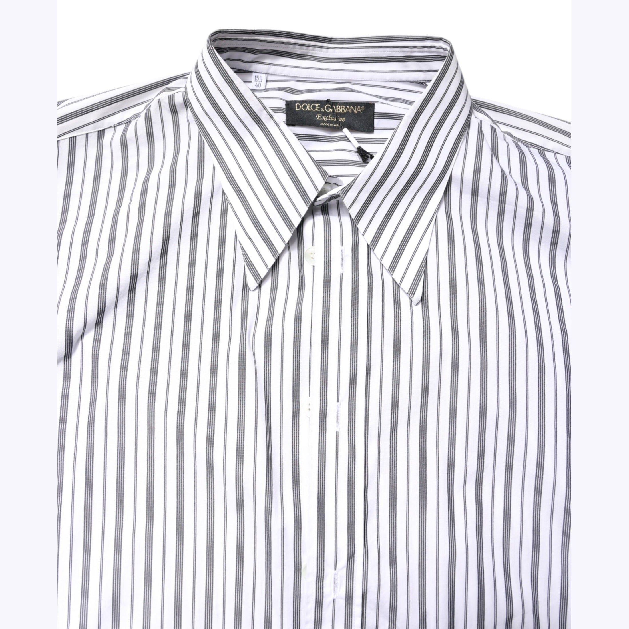 Dolce & Gabbana White Black Stripe Button Down Casual Shirt