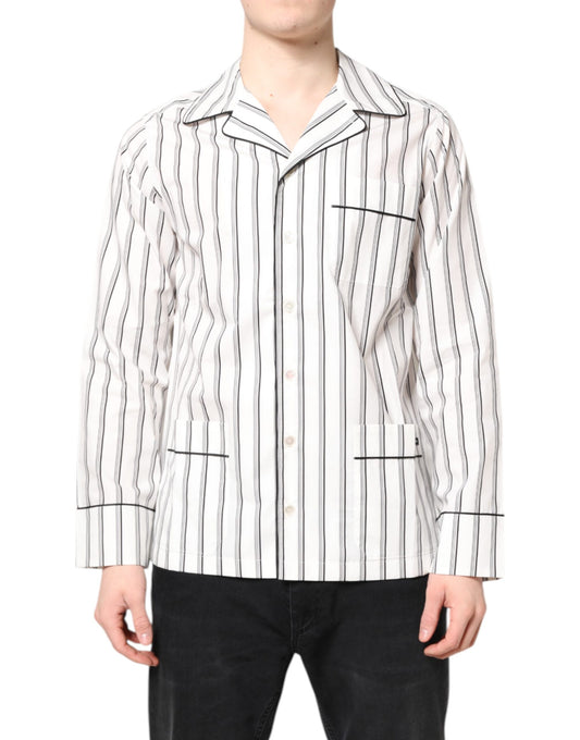 Dolce & Gabbana White Stripes Lounge Pajama Sleepwear Shirt Dolce & Gabbana