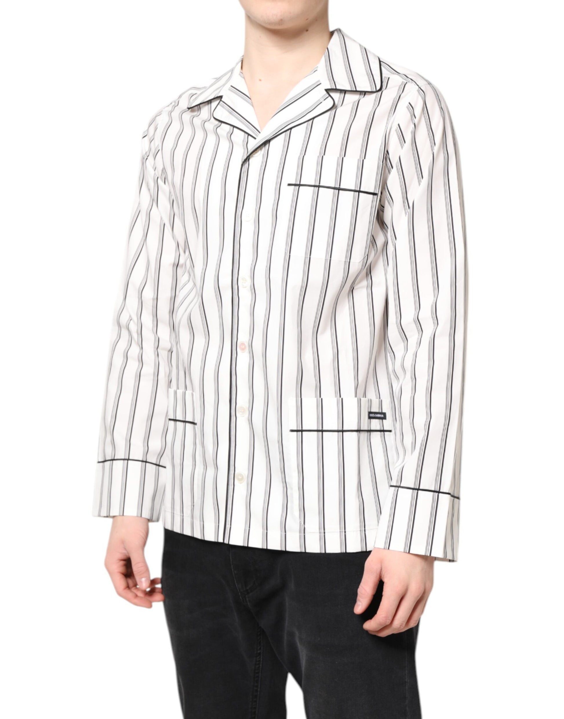 Dolce & Gabbana White Stripes Lounge Pajama Sleepwear Shirt Dolce & Gabbana