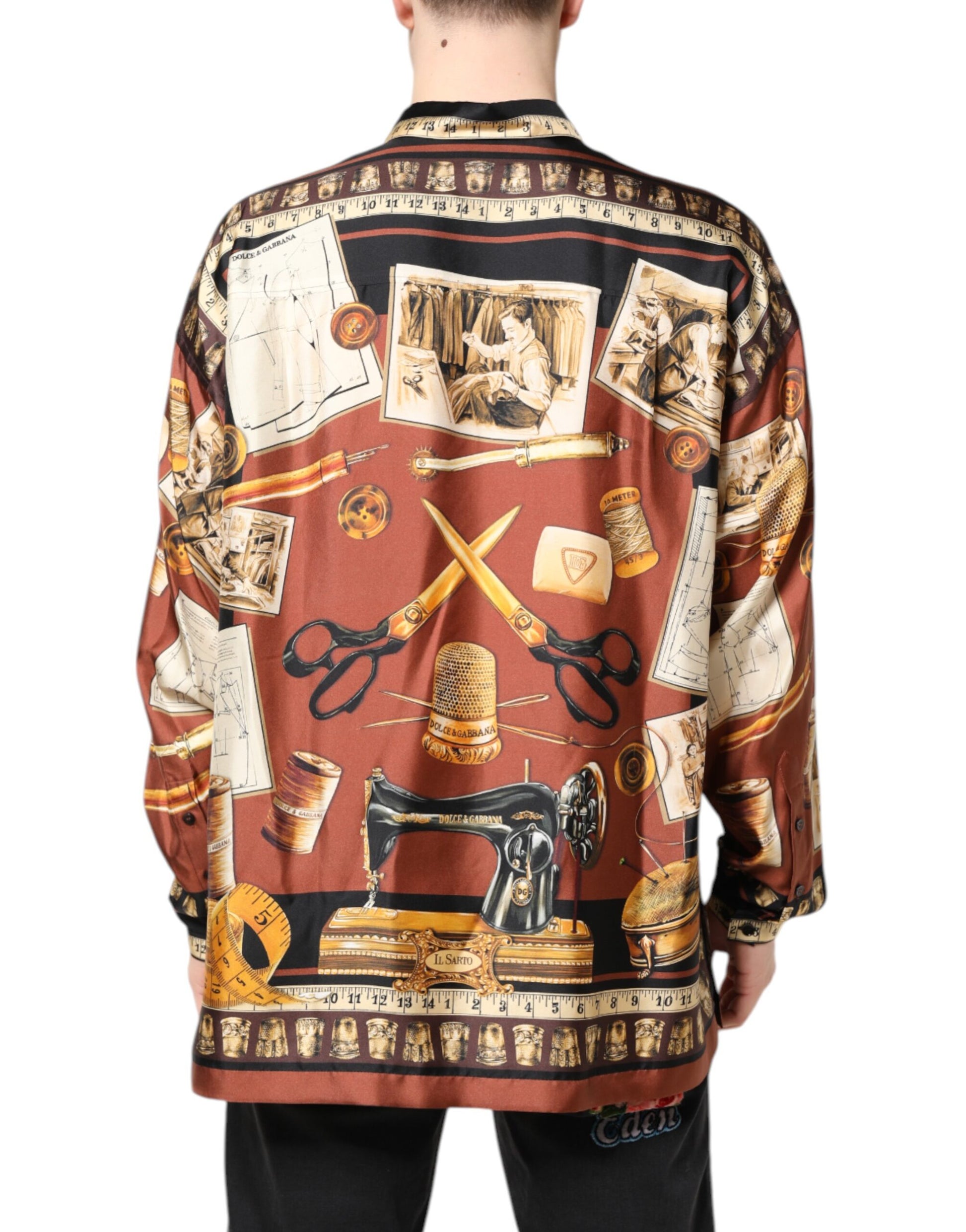 Dolce & Gabbana Multicolor Tailor Print Silk Casual Shirt Dolce & Gabbana