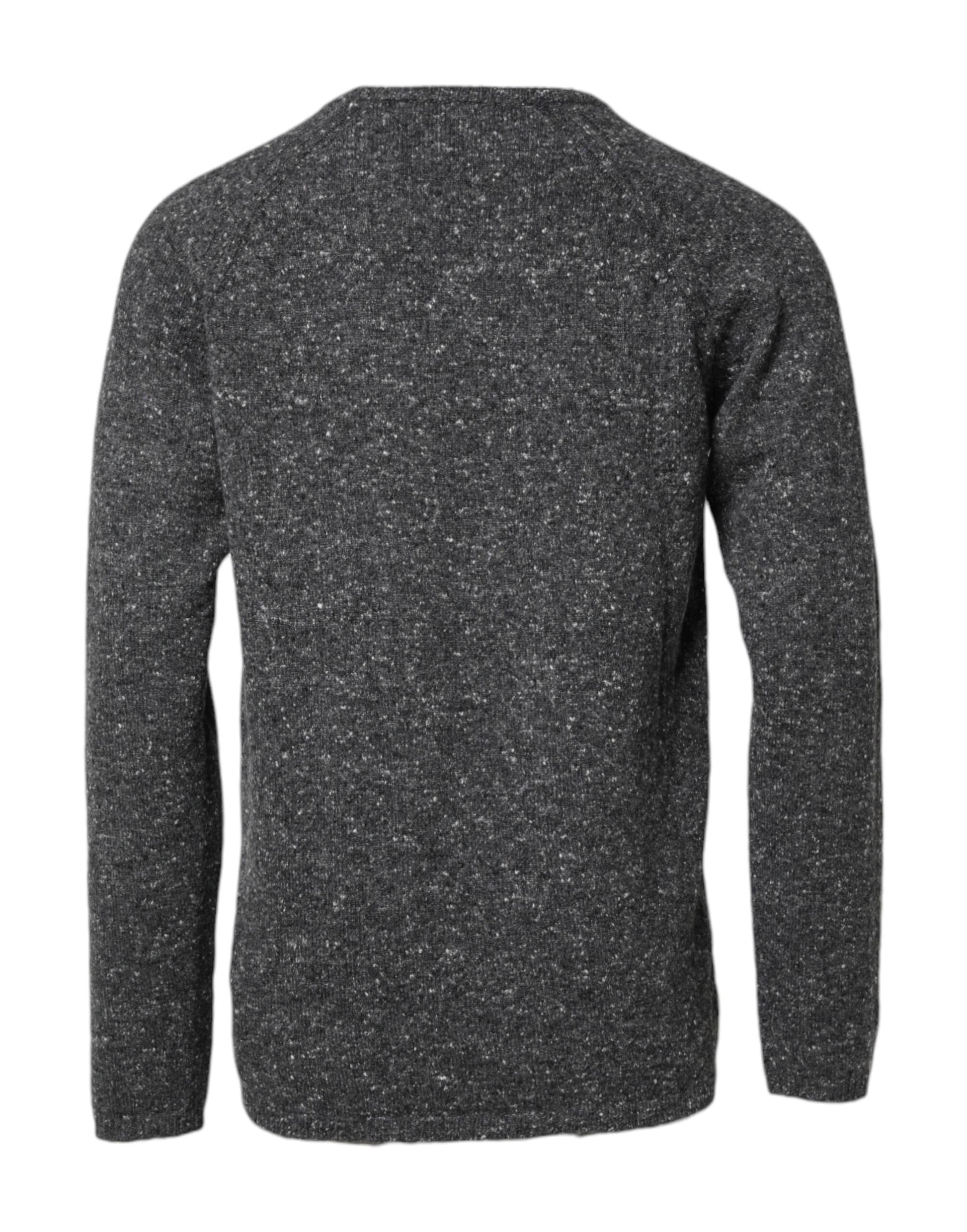 Dolce & Gabbana Gray Wool Knitted Round Neck Pullover Sweater Dolce & Gabbana