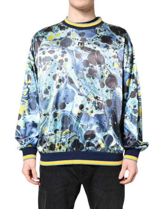 Dolce & Gabbana Multicolor Marble Print Men Pullover Sweater Dolce & Gabbana