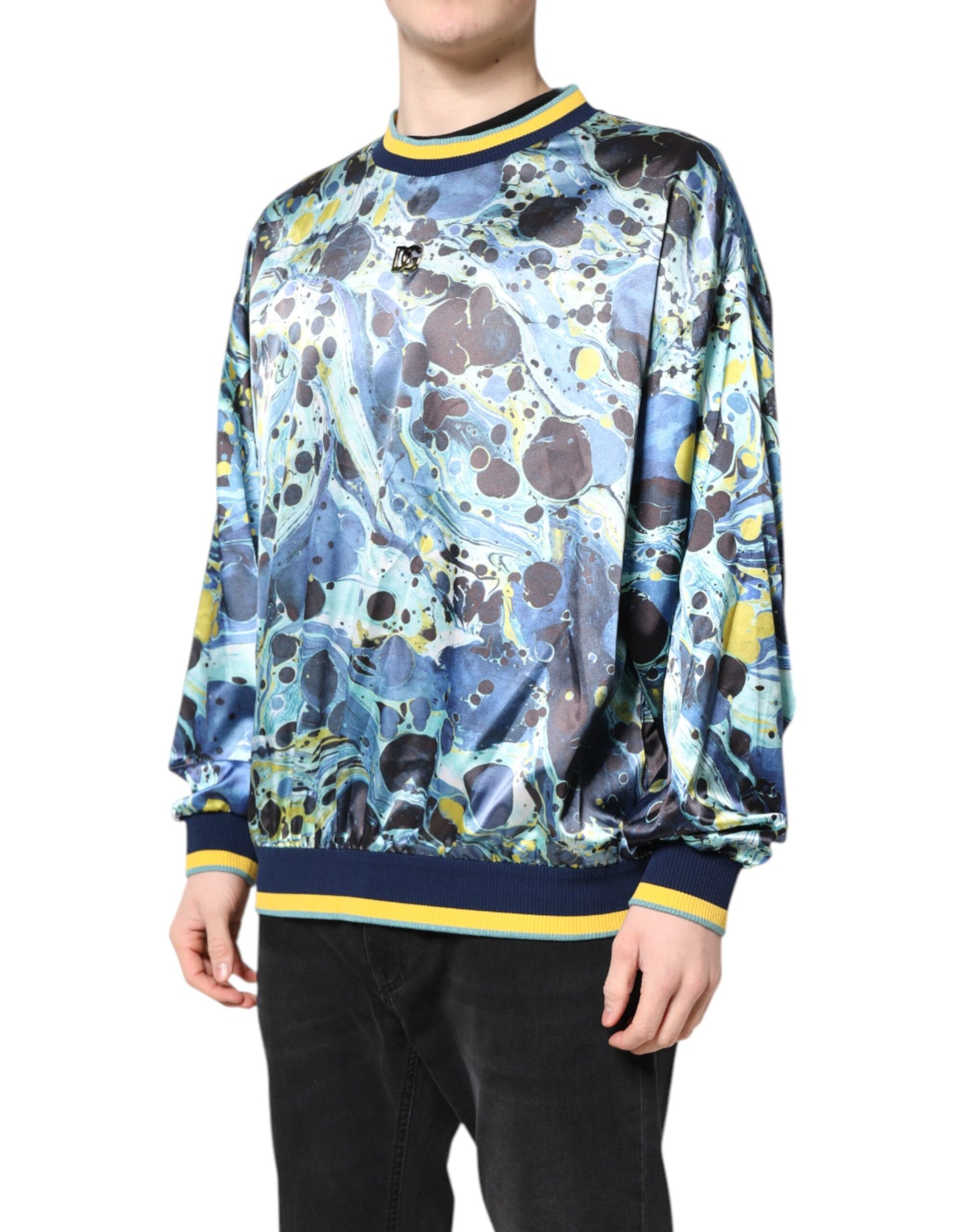 Dolce & Gabbana Multicolor Marble Print Men Pullover Sweater Dolce & Gabbana