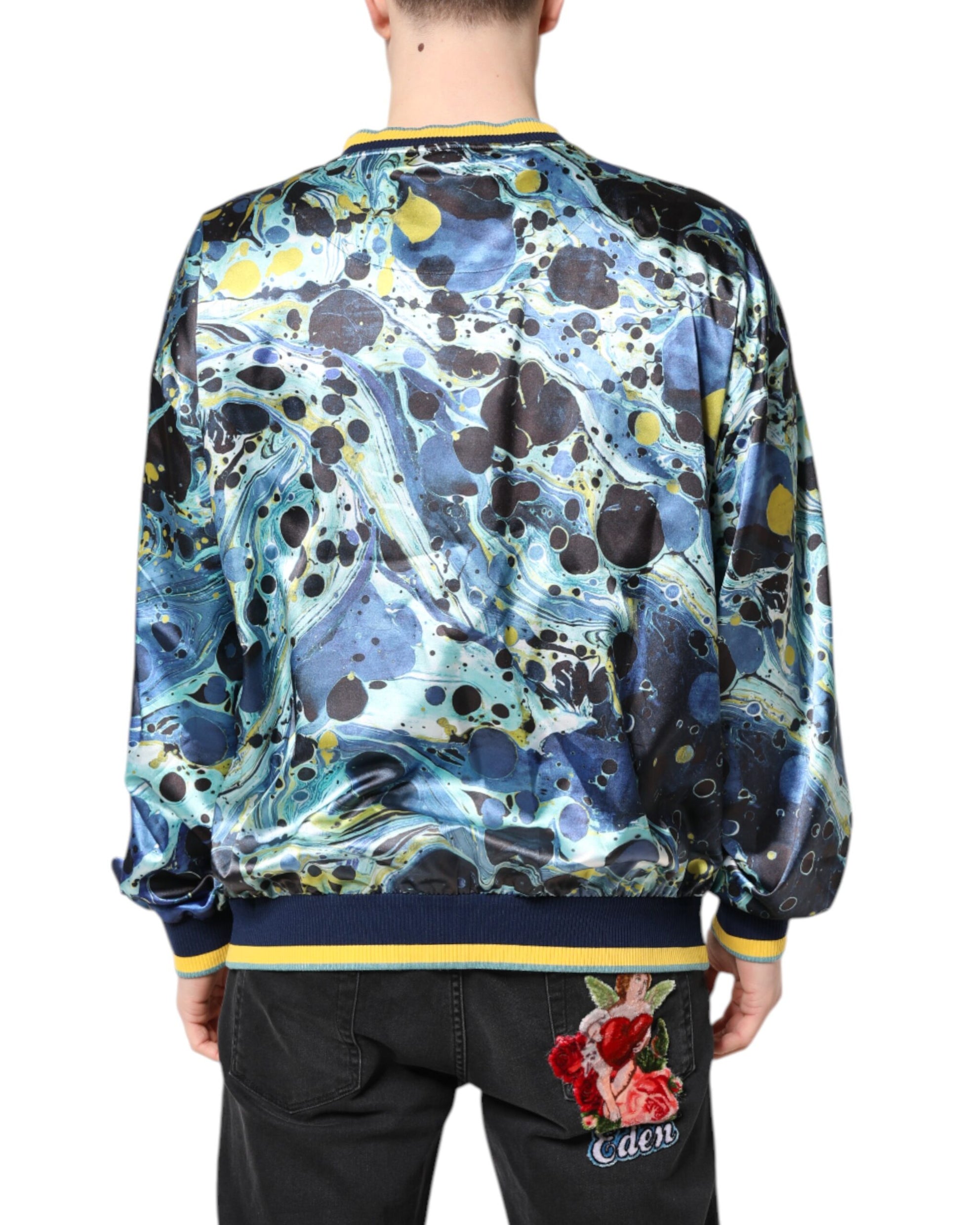Dolce & Gabbana Multicolor Marble Print Men Pullover Sweater Dolce & Gabbana