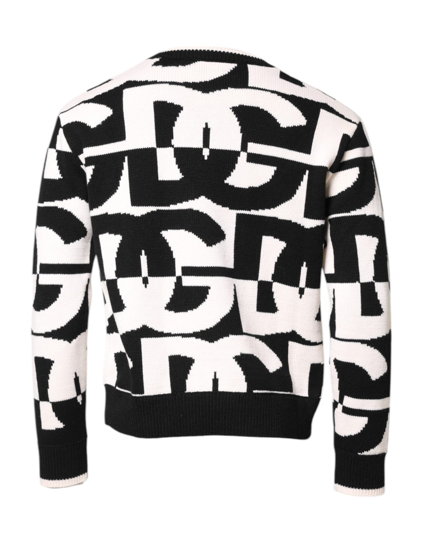 Dolce & Gabbana Black White Knit Logo Print Pullover Sweater Dolce & Gabbana