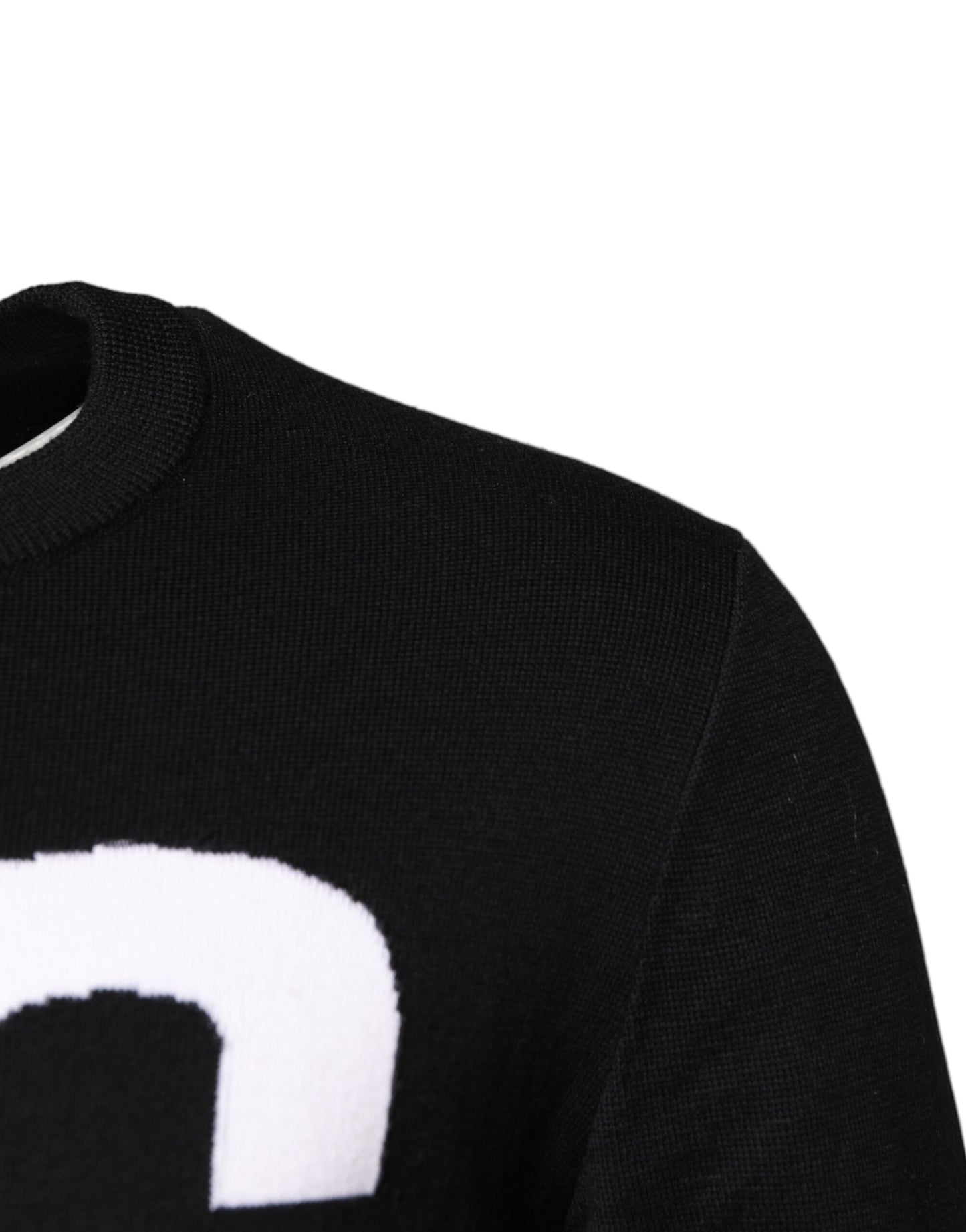 Dolce & Gabbana Black White Knit Logo Print Pullover Sweater Dolce & Gabbana