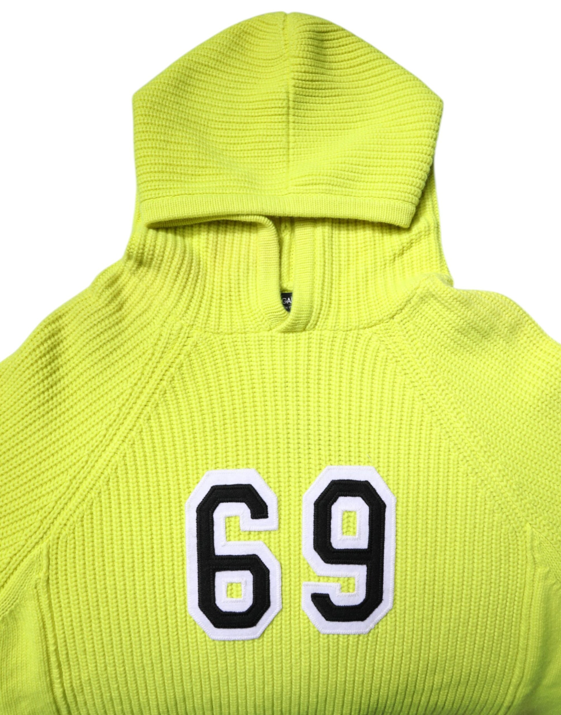 Dolce & Gabbana Green 69 Knit Hooded Men Pullover Sweater Dolce & Gabbana