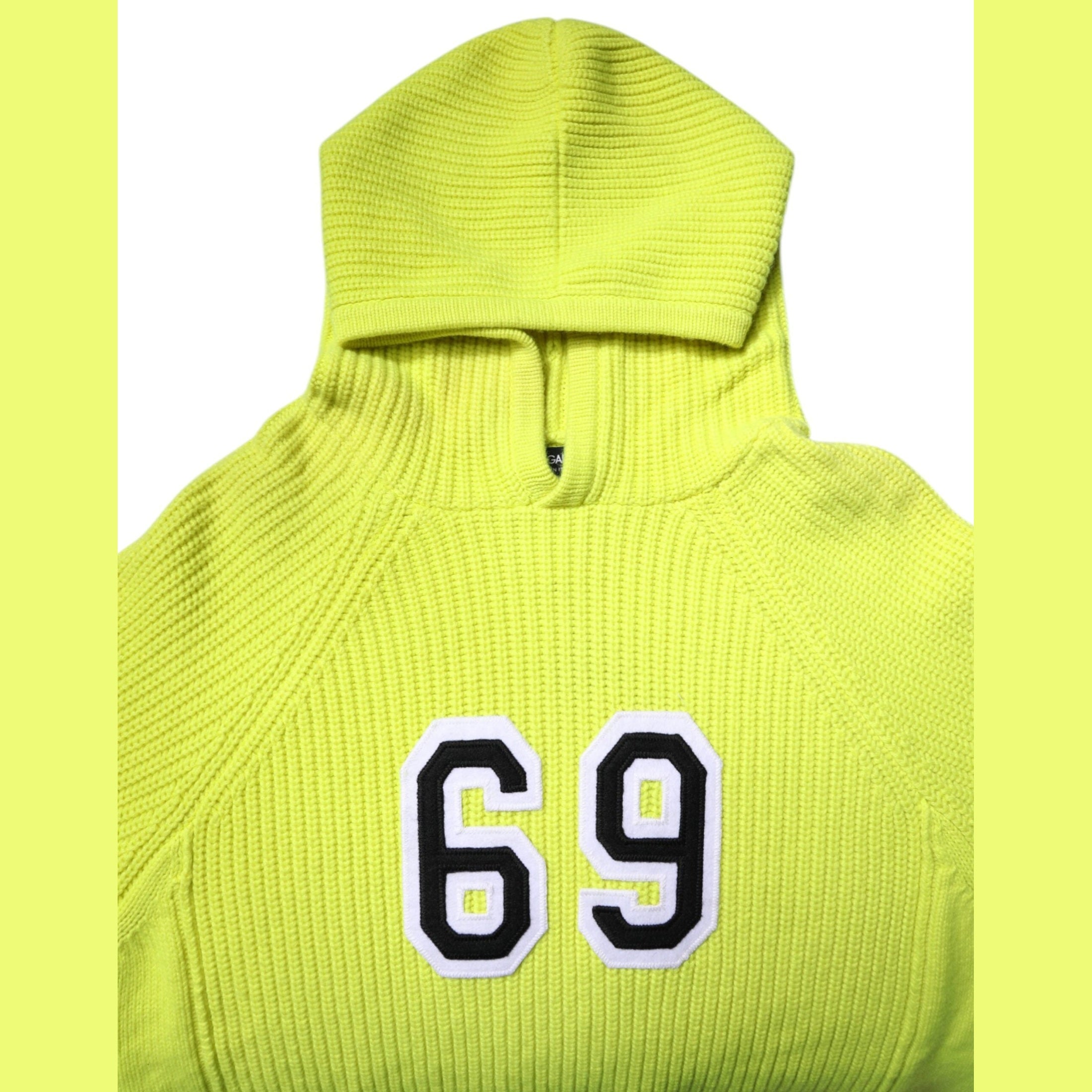 Dolce & Gabbana Green 69 Knit Hooded Men Pullover Sweater
