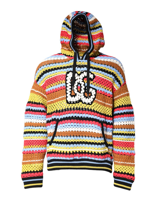 Dolce & Gabbana Multicolor Cotton Hooded Pullover Sweater Dolce & Gabbana