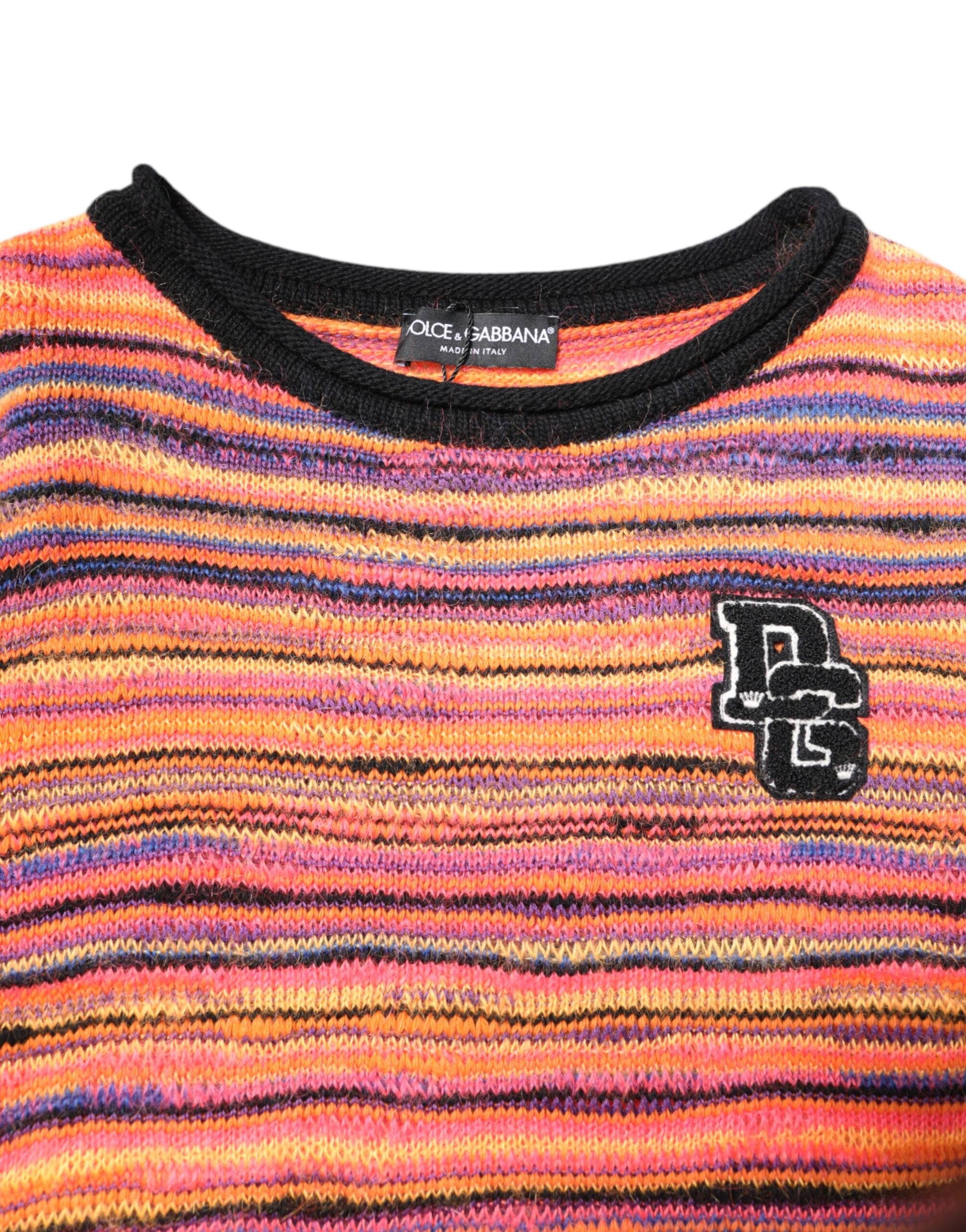 Dolce & Gabbana Multicolor Wool DGLogo Knit Pullover Sweater Dolce & Gabbana