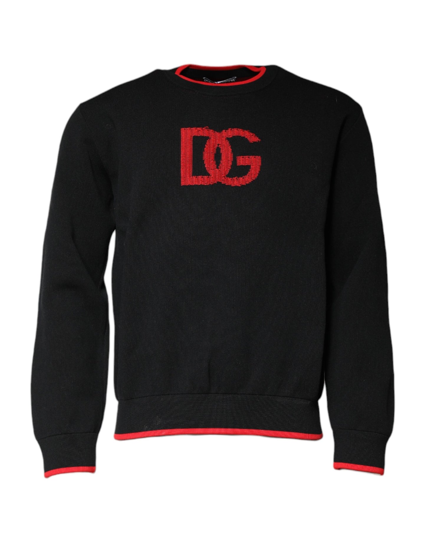 Dolce & Gabbana Black Nylon DGLogo Knit Men Pullover Sweater Dolce & Gabbana