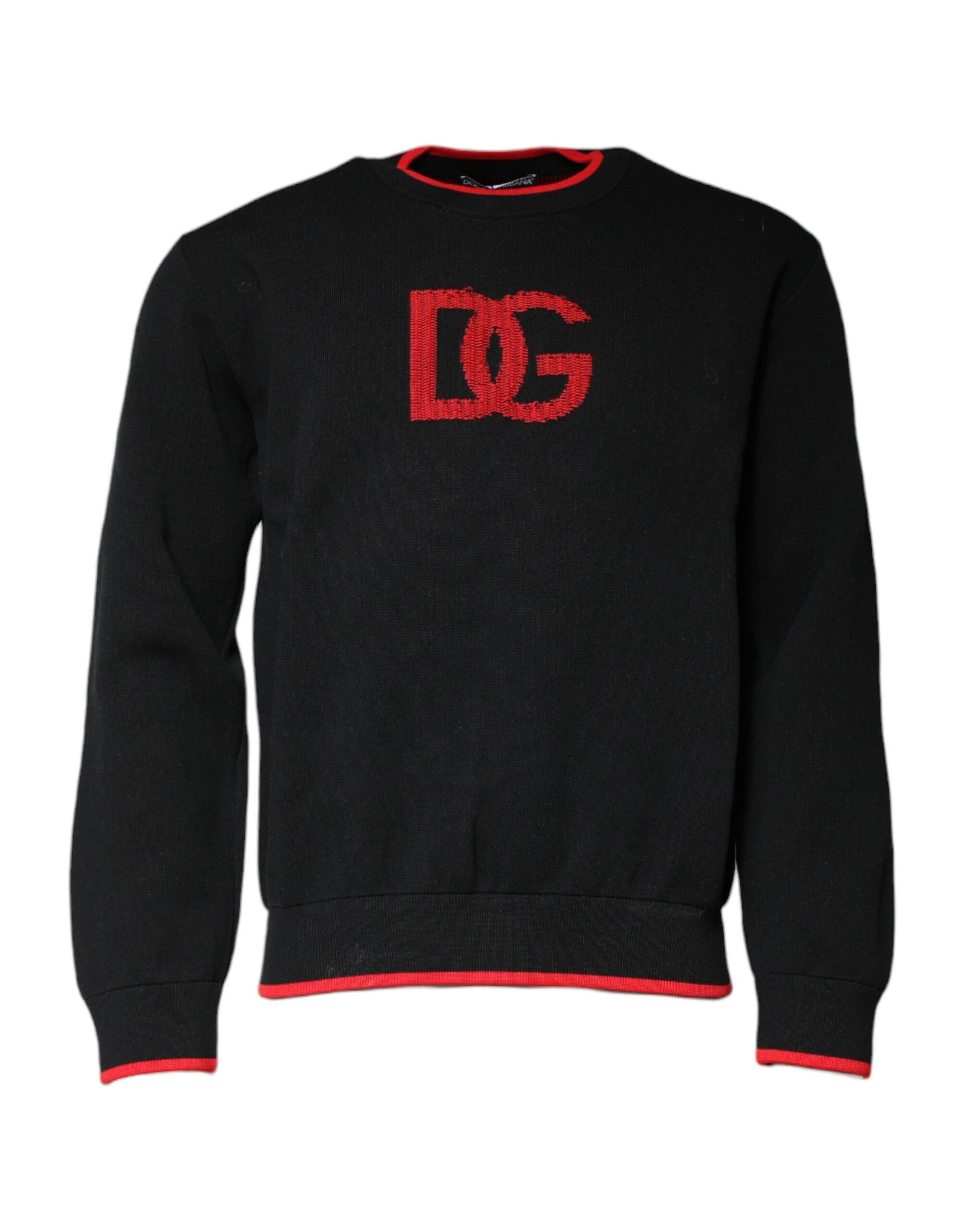 Dolce & Gabbana Black Nylon DGLogo Knit Men Pullover Sweater Dolce & Gabbana