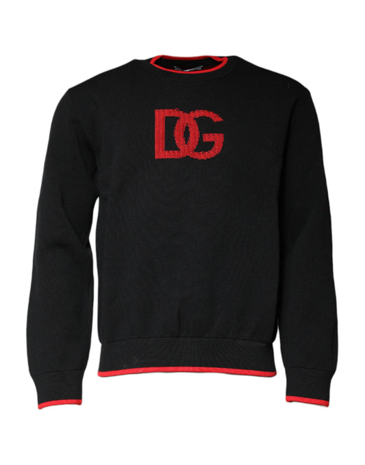 Dolce & Gabbana Black Nylon DGLogo Knit Men Pullover Sweater Dolce & Gabbana
