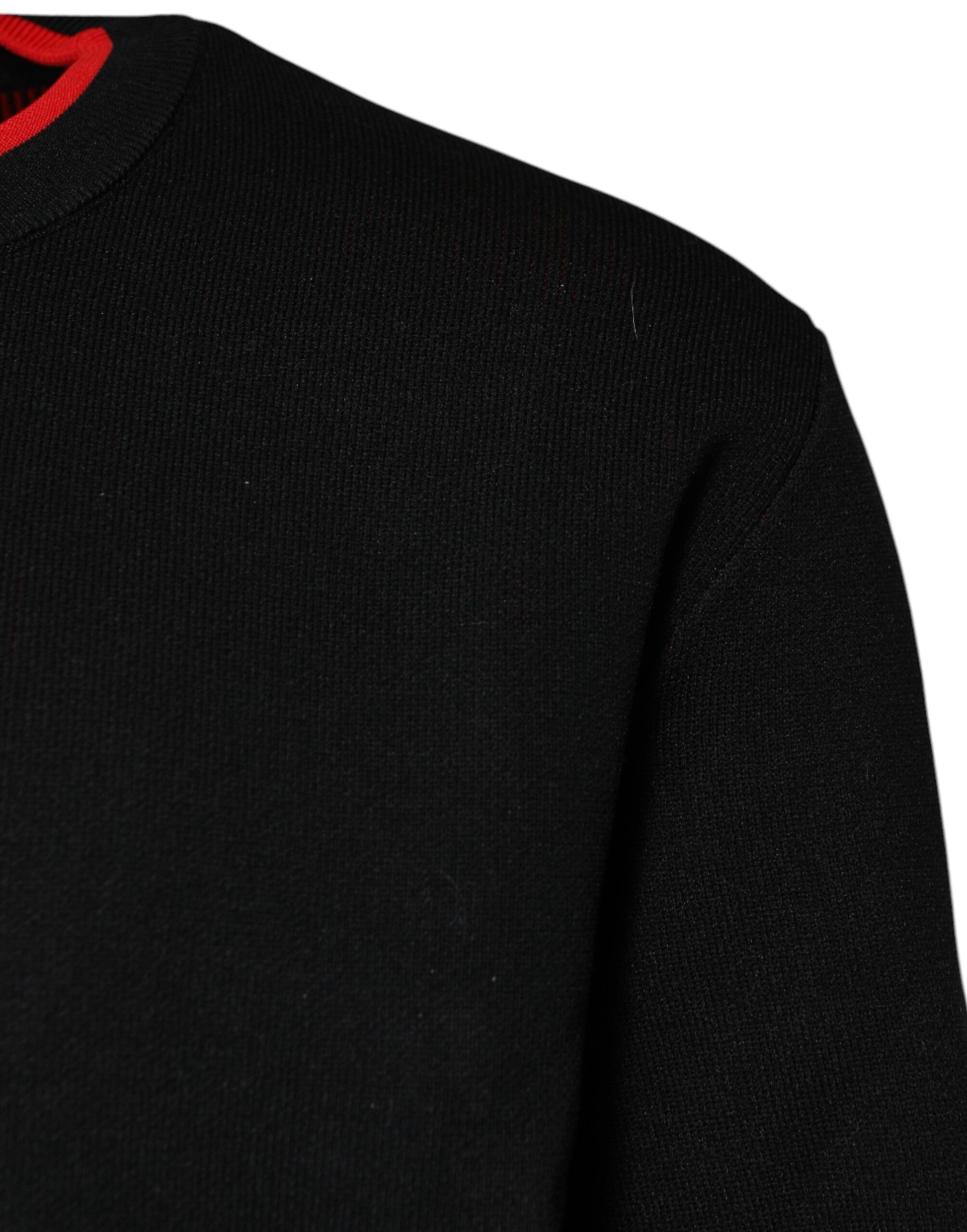 Dolce & Gabbana Black Nylon DGLogo Knit Men Pullover Sweater Dolce & Gabbana