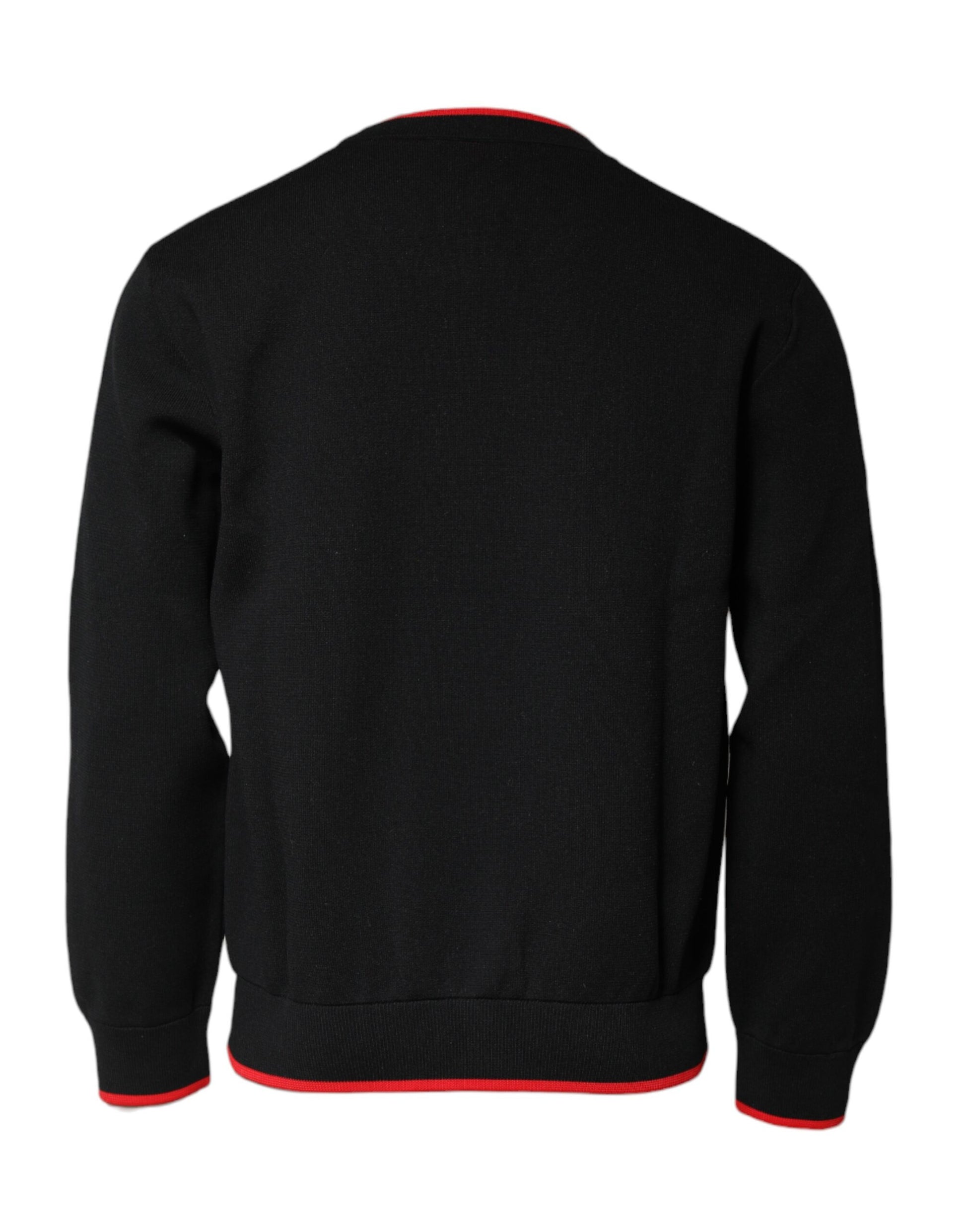 Dolce & Gabbana Black Nylon DGLogo Knit Men Pullover Sweater Dolce & Gabbana