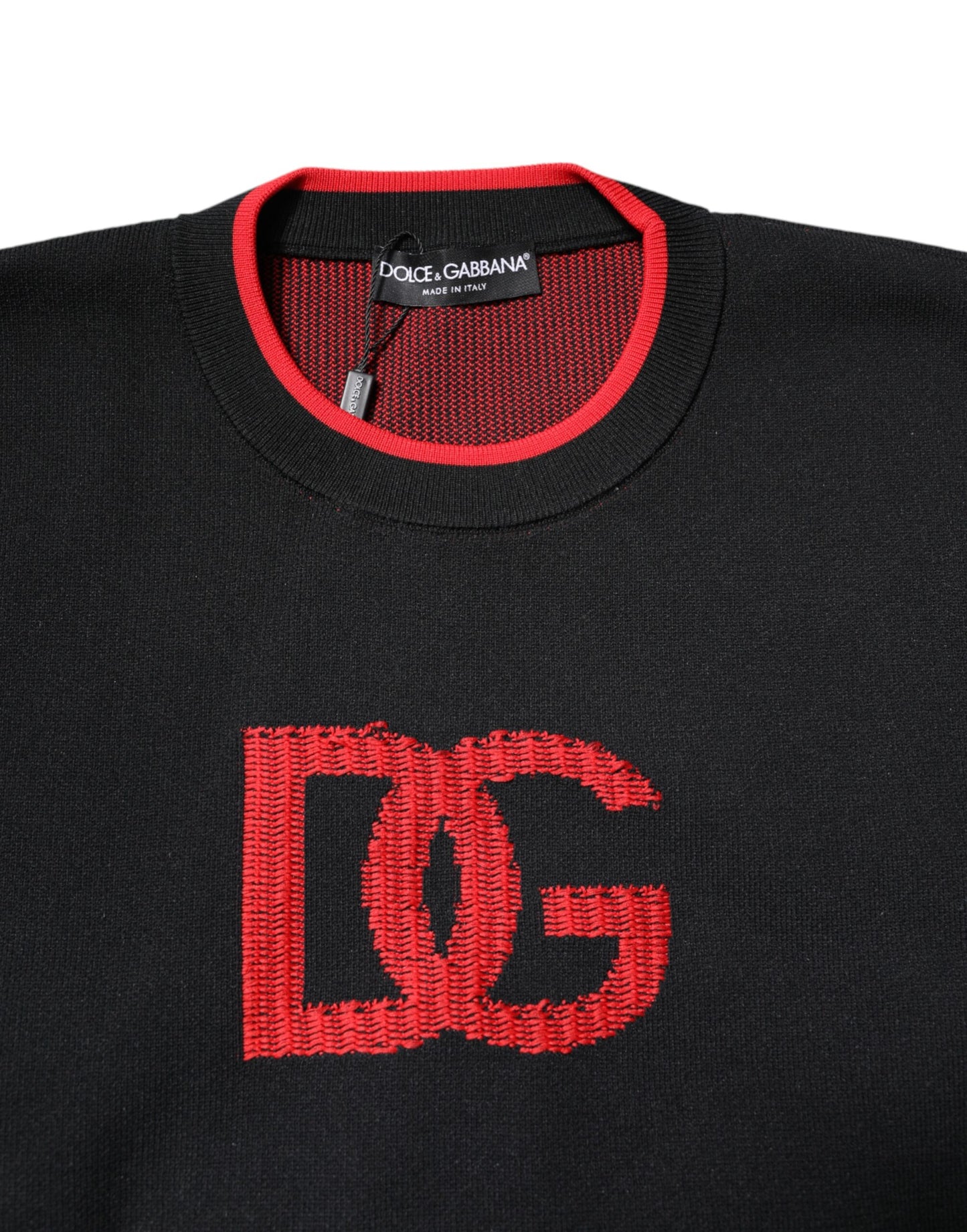 Dolce & Gabbana Black Nylon DGLogo Knit Men Pullover Sweater Dolce & Gabbana