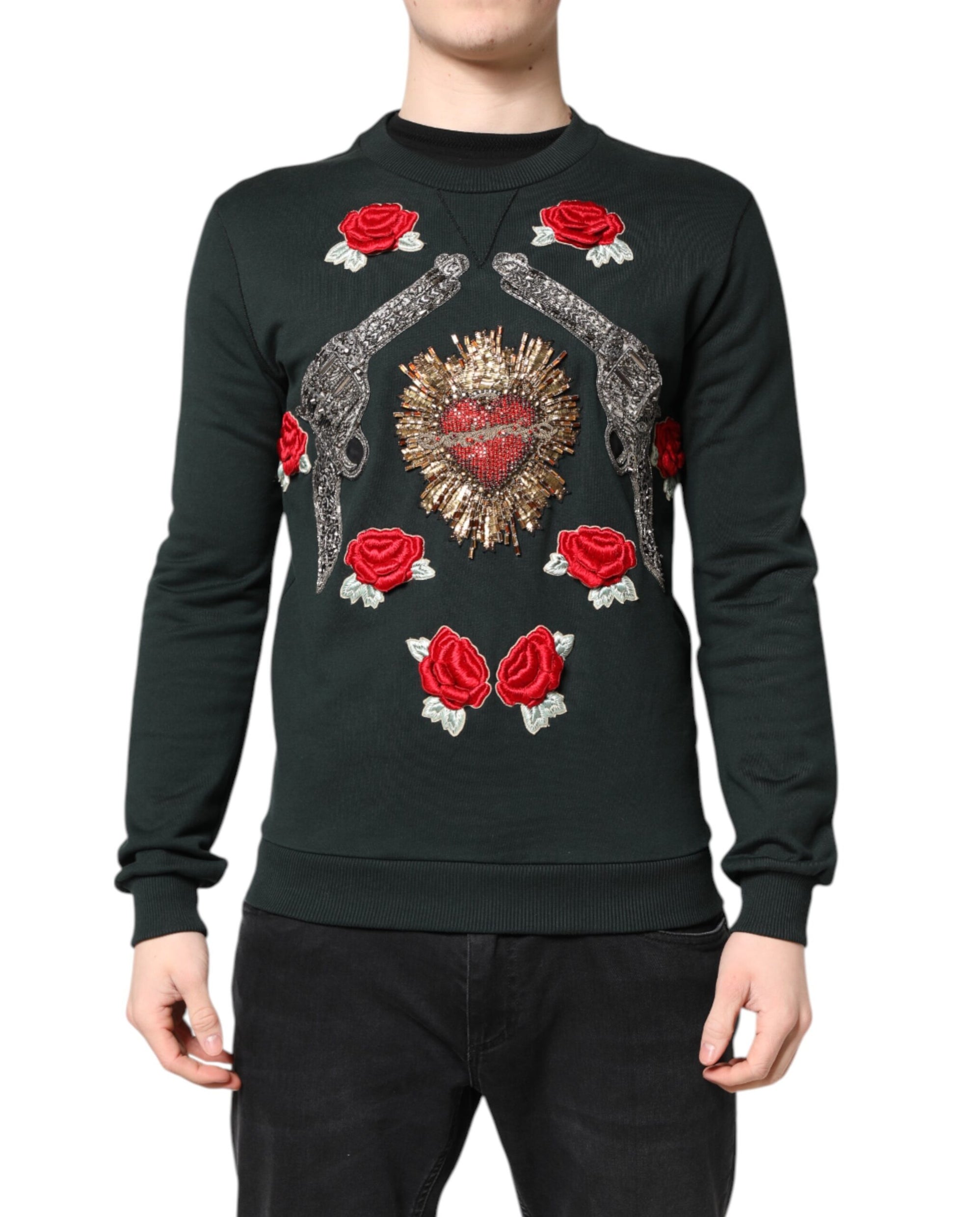 Dolce & Gabbana Black Sequined Embellished Pullover Sweater Dolce & Gabbana