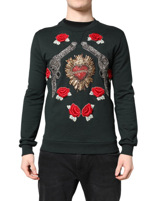 Dolce & Gabbana Black Sequined Embellished Pullover Sweater Dolce & Gabbana