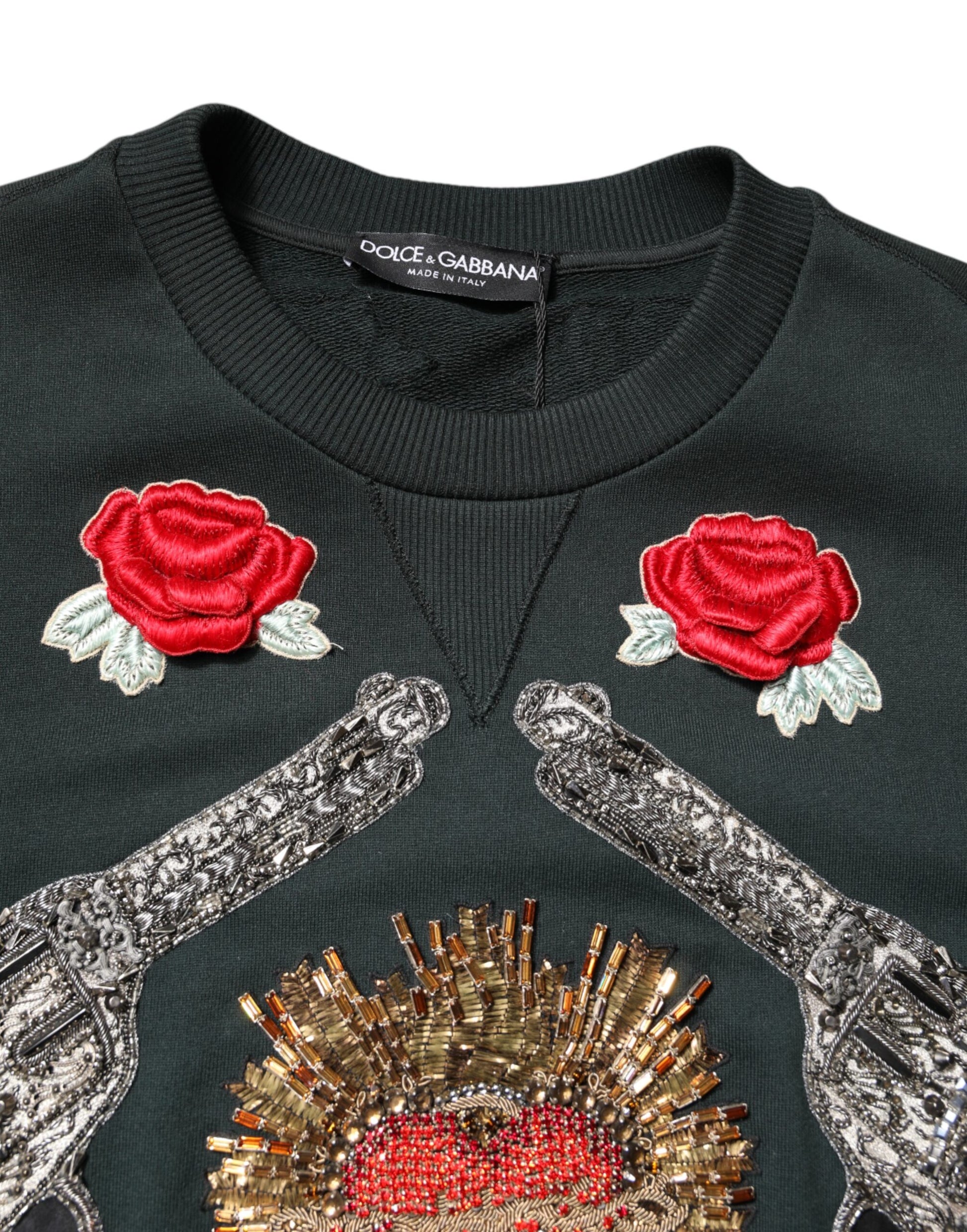 Dolce & Gabbana Black Sequined Embellished Pullover Sweater Dolce & Gabbana