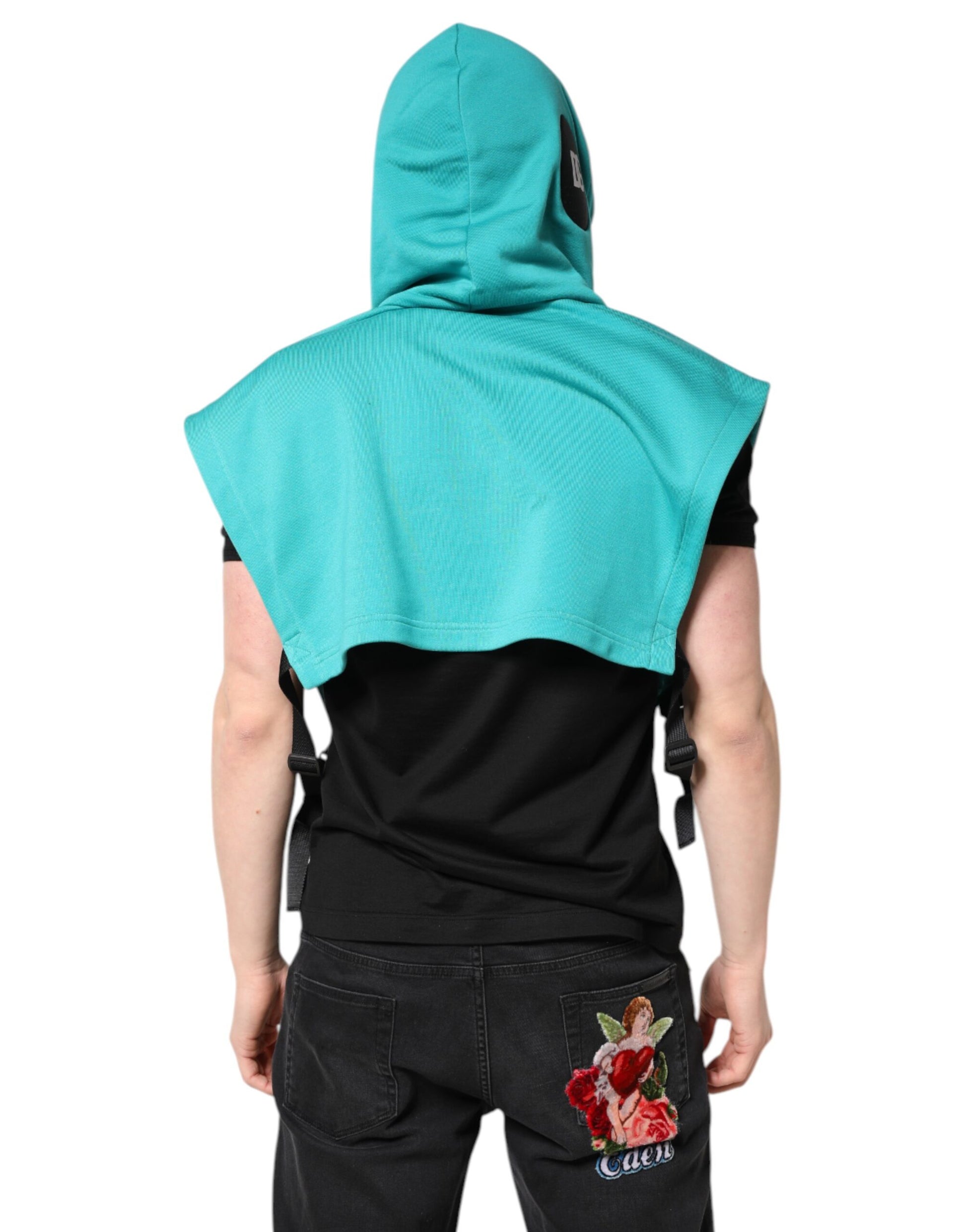 Dolce & Gabbana Green Cotton Hooded Men Sportswear Vest Sweater Dolce & Gabbana