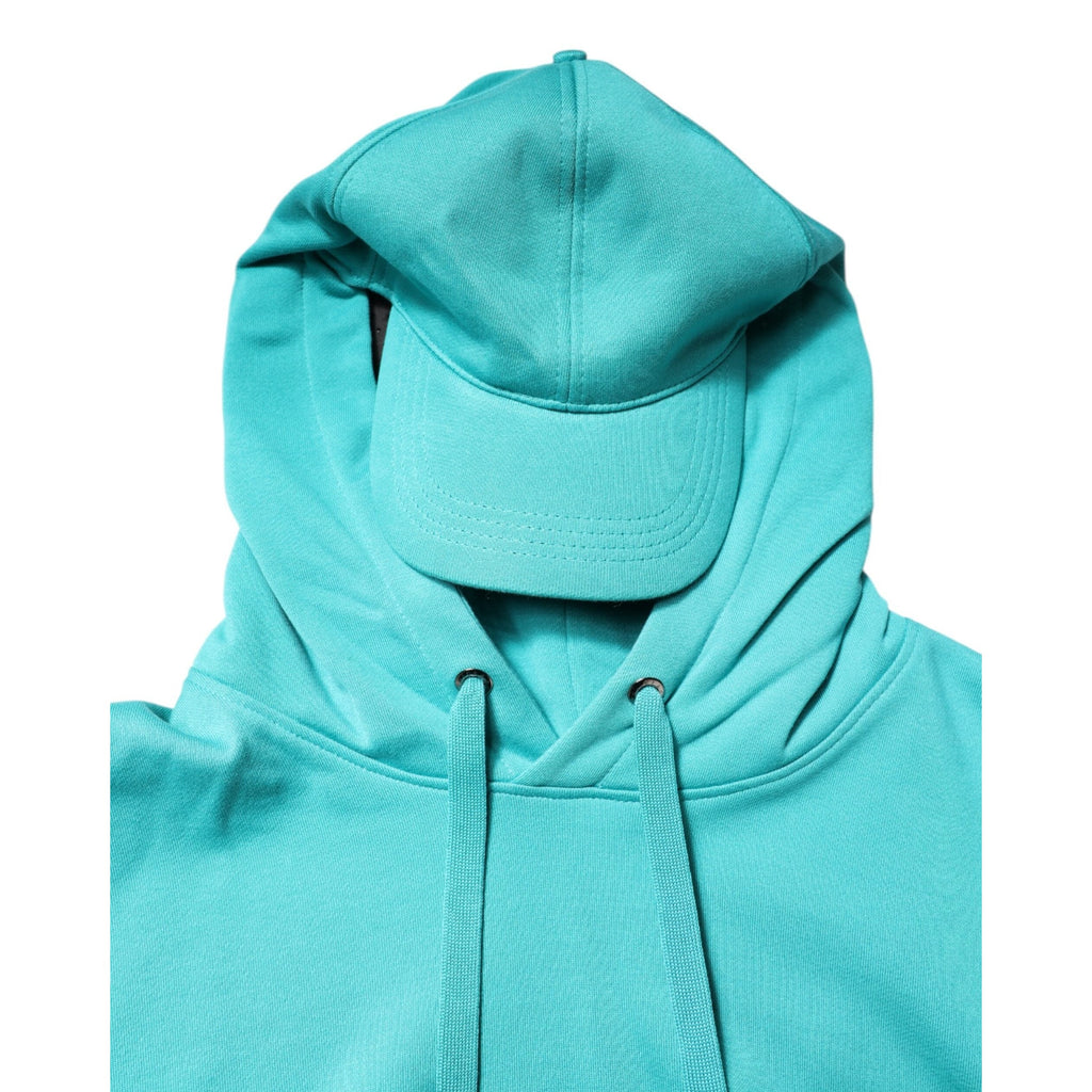 Dolce & Gabbana Green Cotton Hooded Men Sportswear Vest Sweater