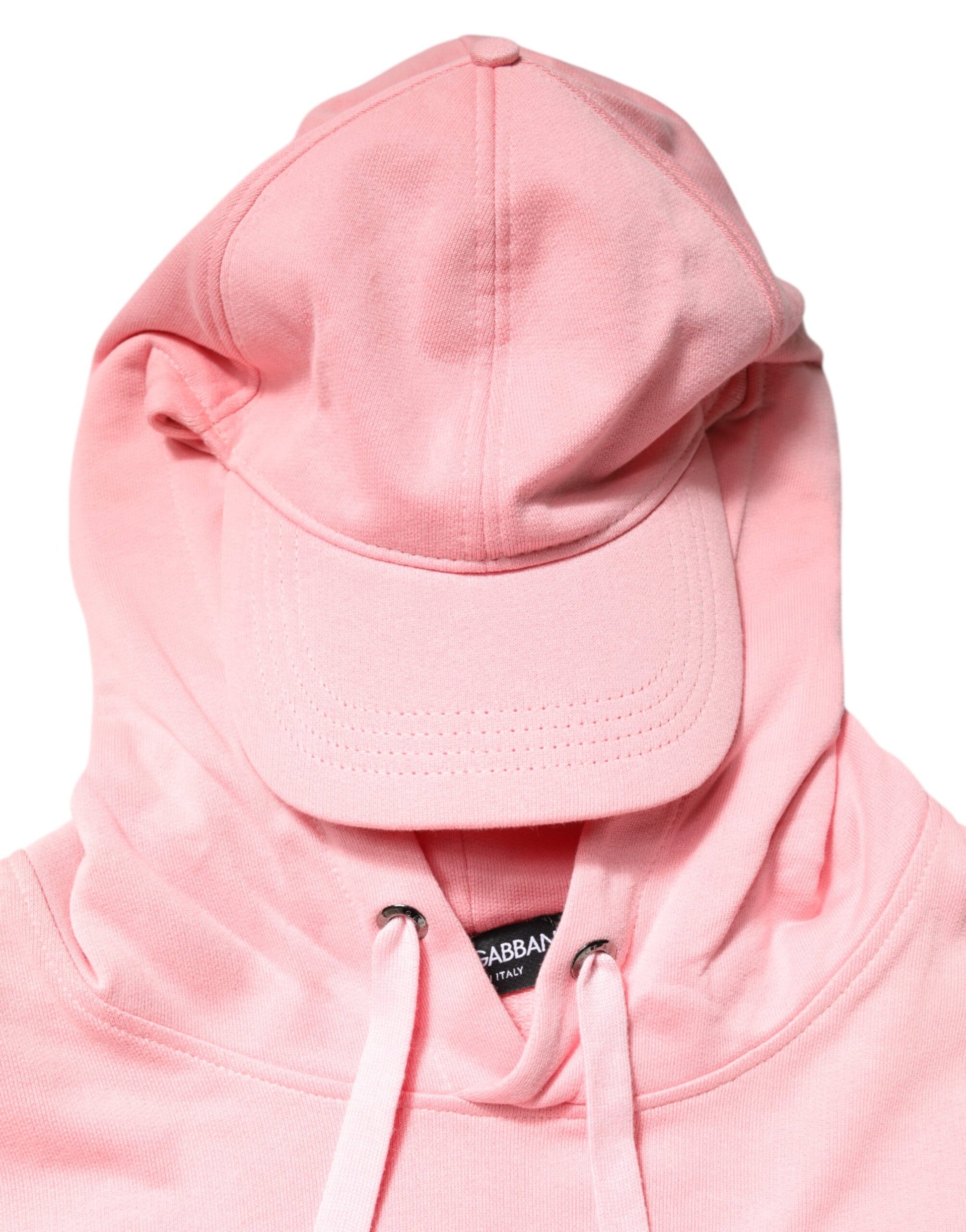 Dolce & Gabbana Pink Cotton Hooded Men Sportswear Vest Sweater Dolce & Gabbana