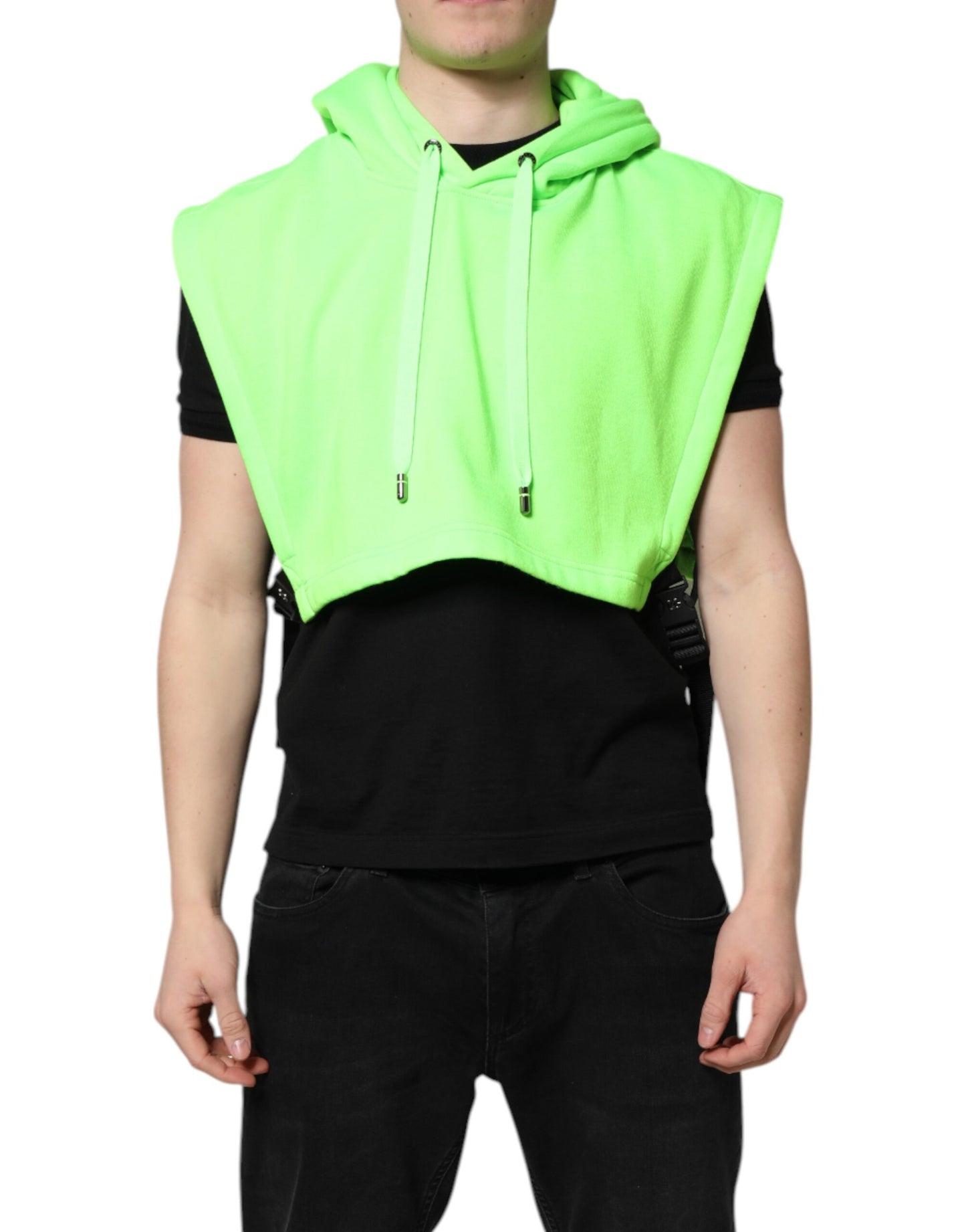 Dolce & Gabbana Green Polyester Hooded Sportswear Vest Sweater Dolce & Gabbana