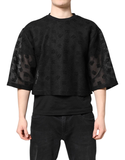 Dolce & Gabbana Black See Through Logo Short Sleeves T-shirt Dolce & Gabbana