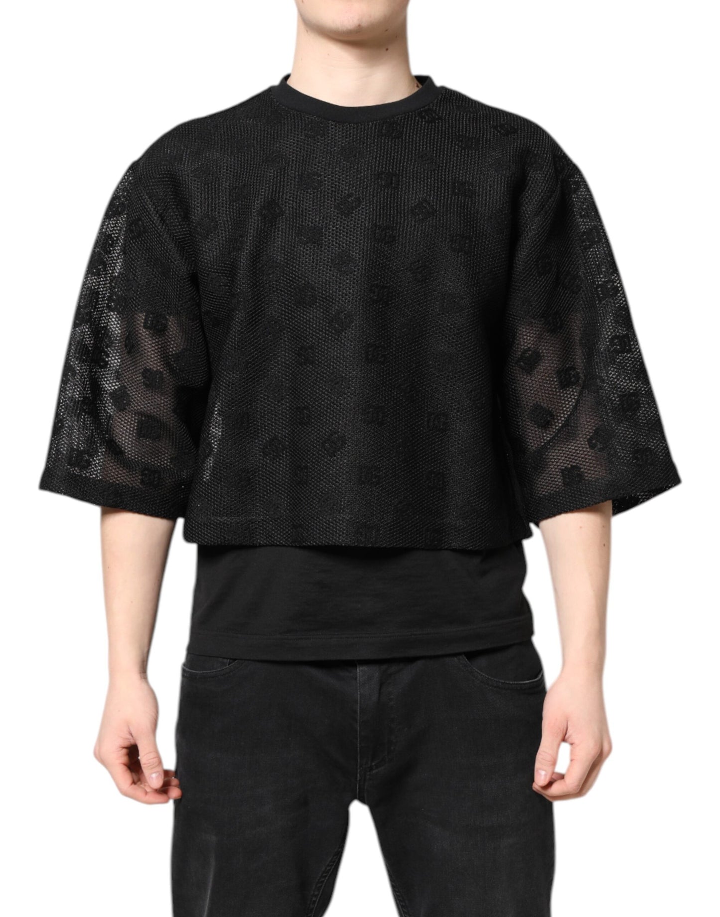 Dolce & Gabbana Black See Through Logo Short Sleeves T-shirt Dolce & Gabbana