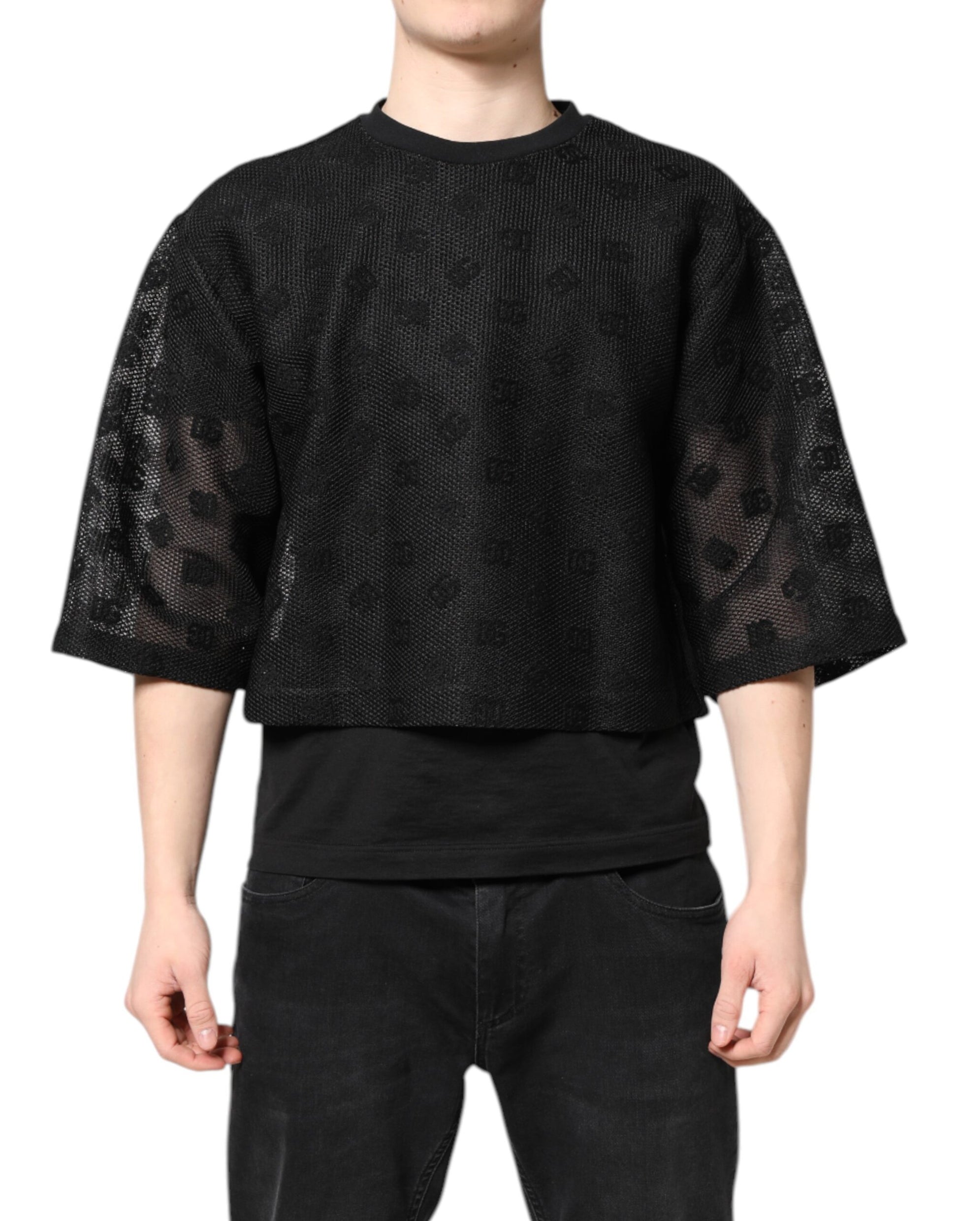 Dolce & Gabbana Black See Through Logo Short Sleeves T-shirt Dolce & Gabbana