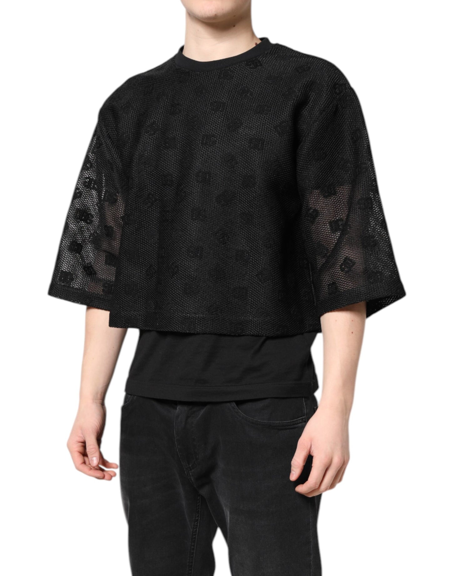 Dolce & Gabbana Black See Through Logo Short Sleeves T-shirt Dolce & Gabbana