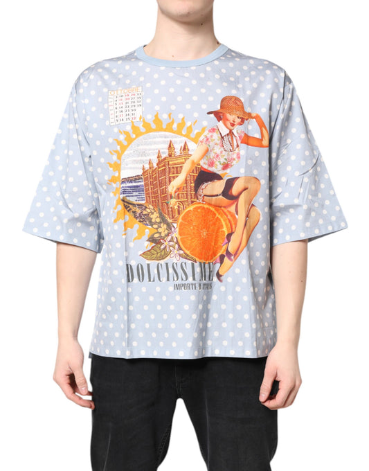 Dolce & Gabbana Light Blue Graphic Print Short Sleeve T-shirt Dolce & Gabbana