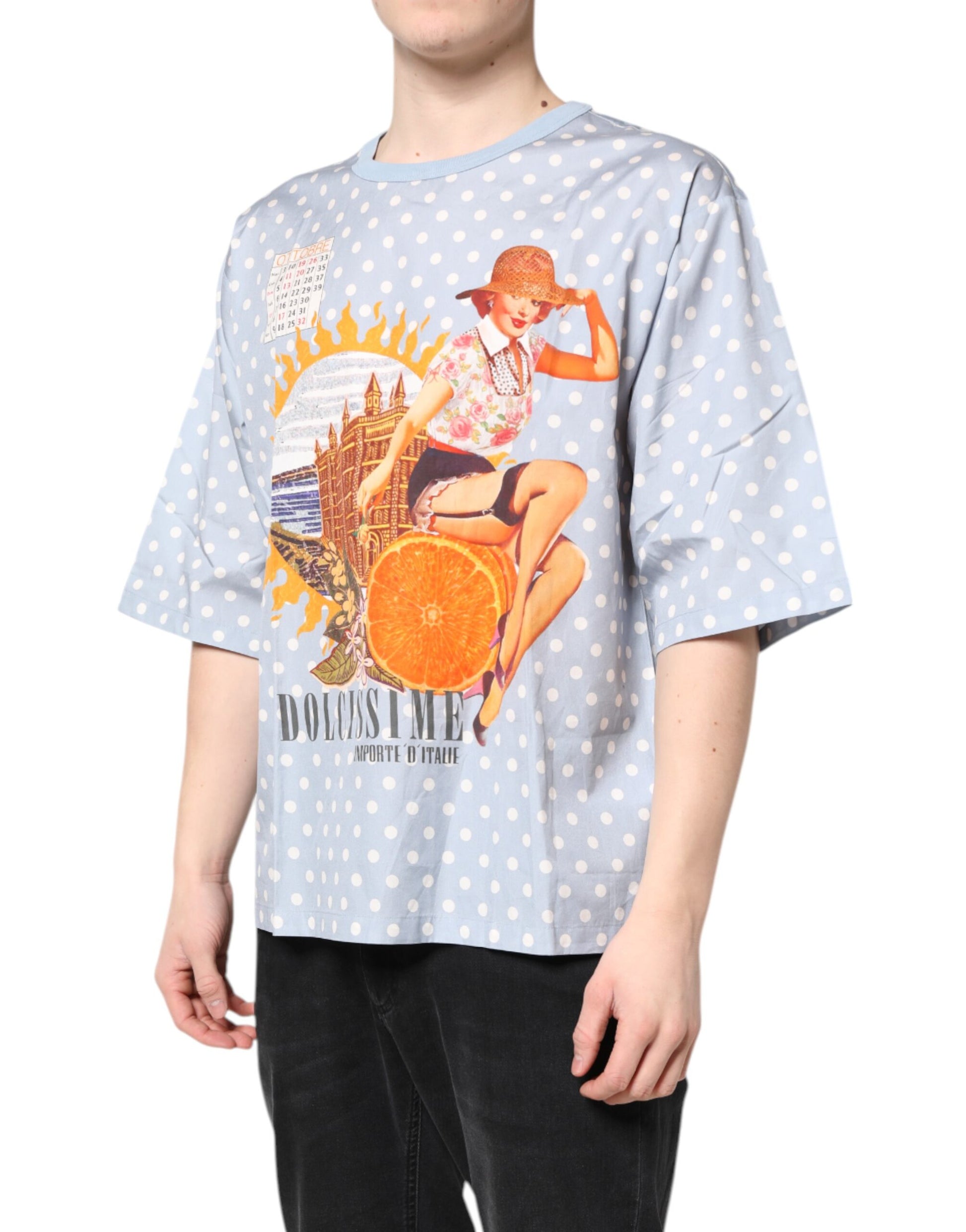 Dolce & Gabbana Light Blue Graphic Print Short Sleeve T-shirt Dolce & Gabbana