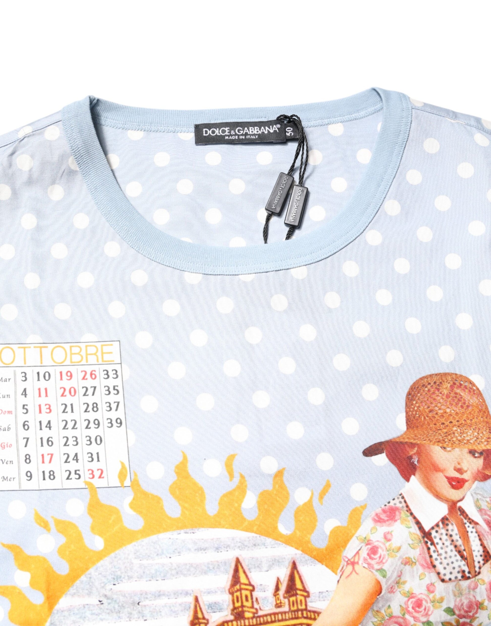 Dolce & Gabbana Light Blue Graphic Print Short Sleeve T-shirt Dolce & Gabbana
