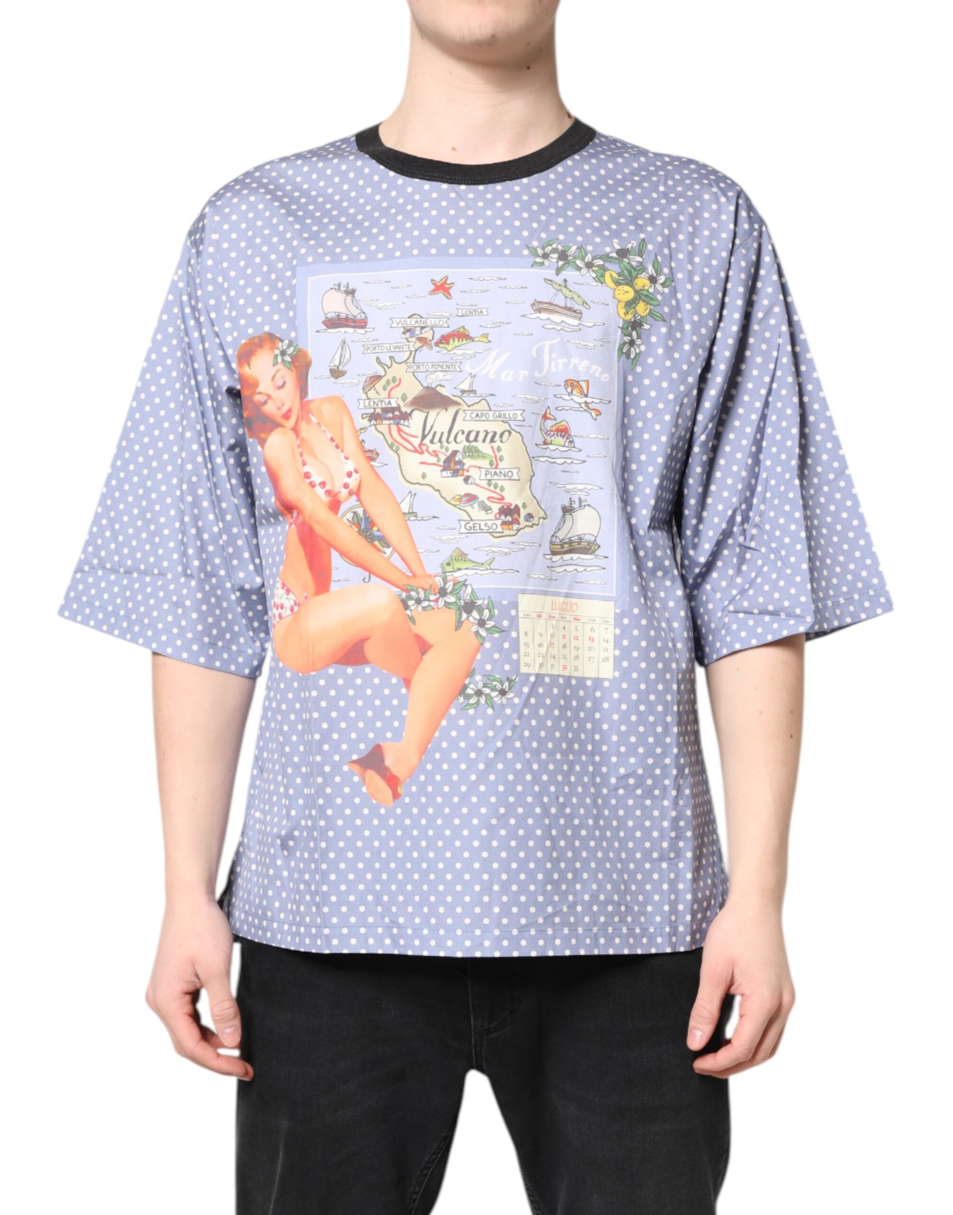 Dolce & Gabbana Light Blue Graphic Print Short Sleeve T-shirt Dolce & Gabbana