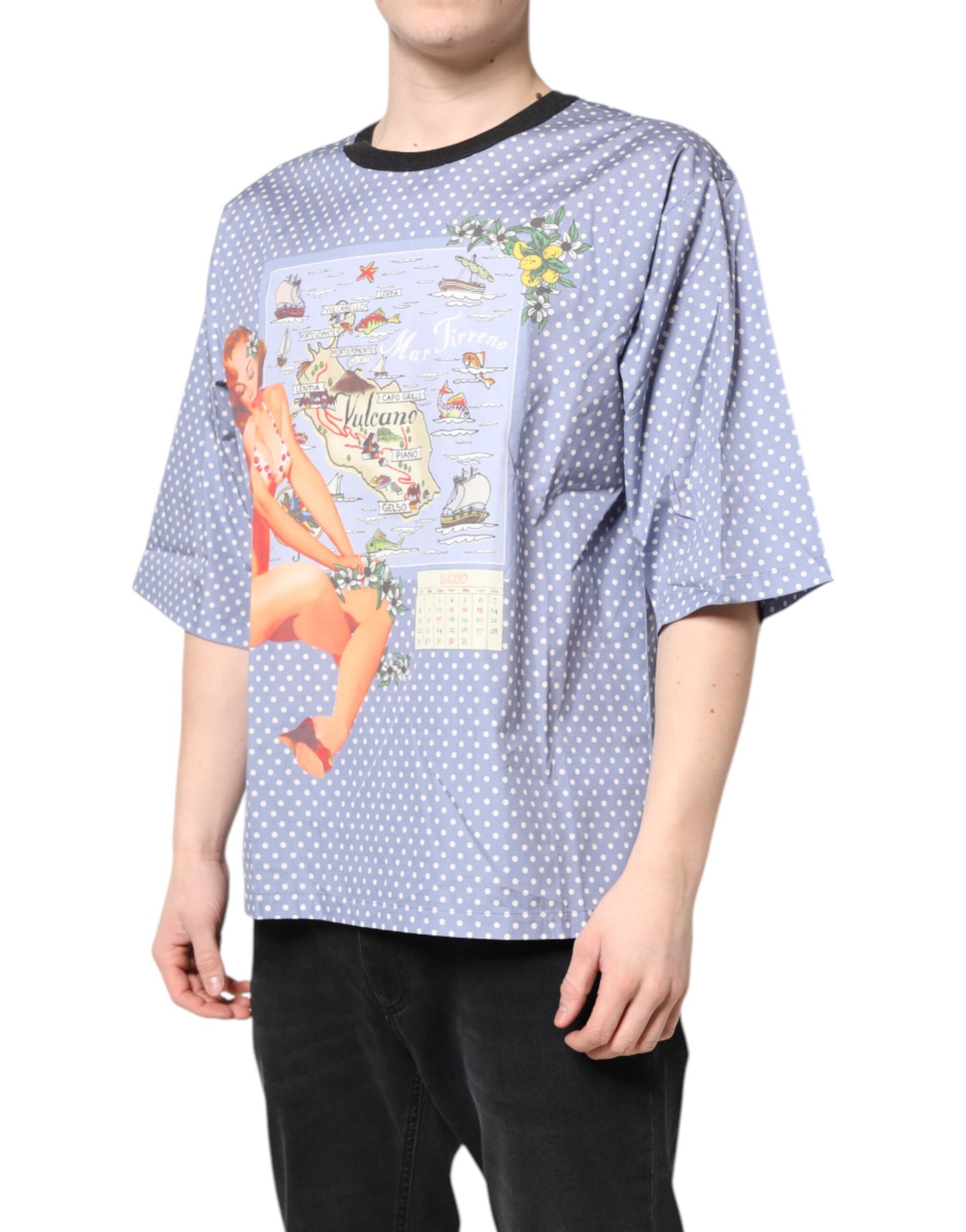 Dolce & Gabbana Light Blue Graphic Print Short Sleeve T-shirt Dolce & Gabbana
