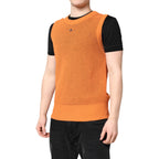 Dolce & Gabbana Orange Cashmere Round Neck Sleeveless T-shirt