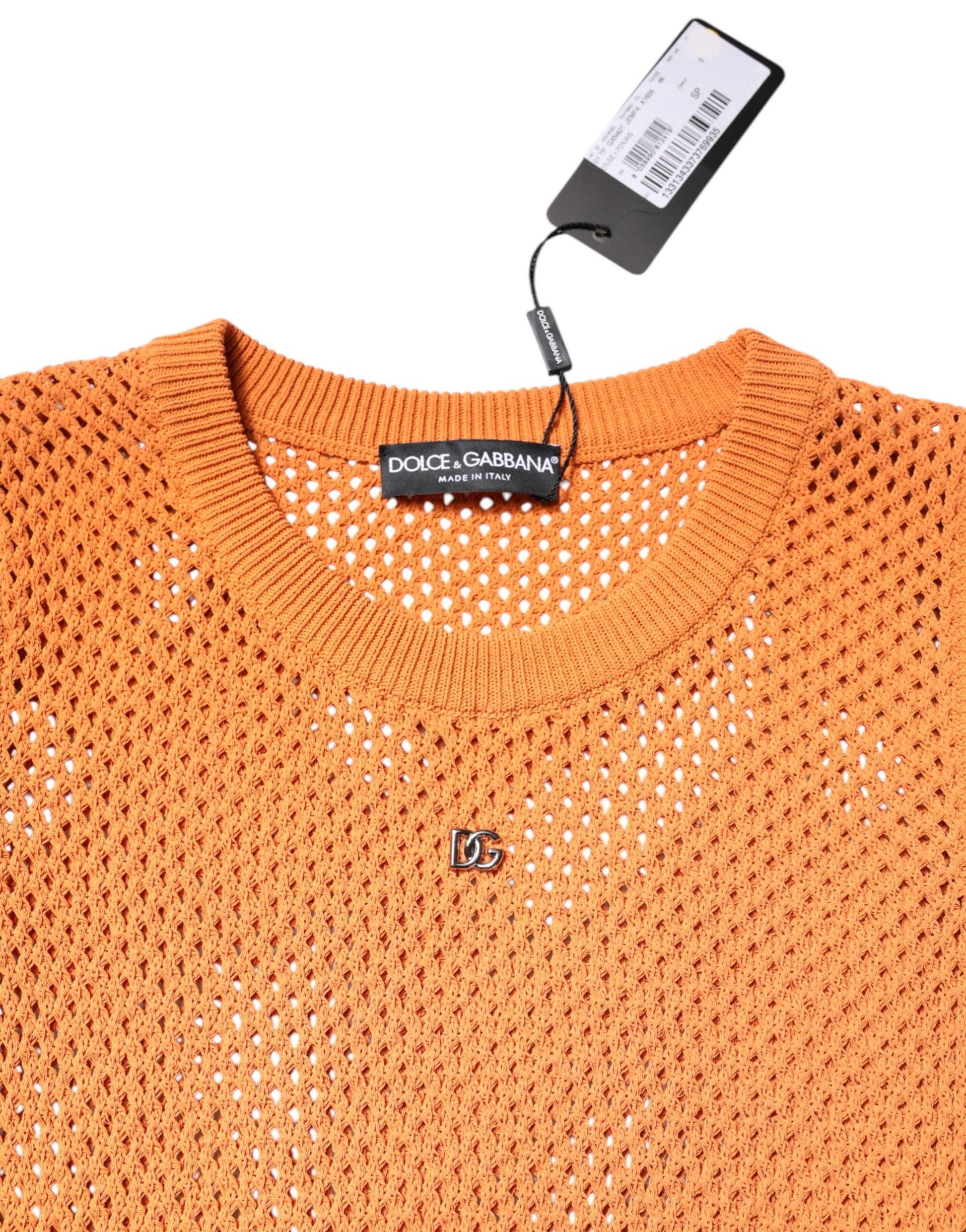 Dolce & Gabbana Orange Cashmere Round Neck Sleeveless T-shirt Dolce & Gabbana