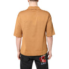 Dolce & Gabbana Brown Floral Collared Short Sleeve T-shirt