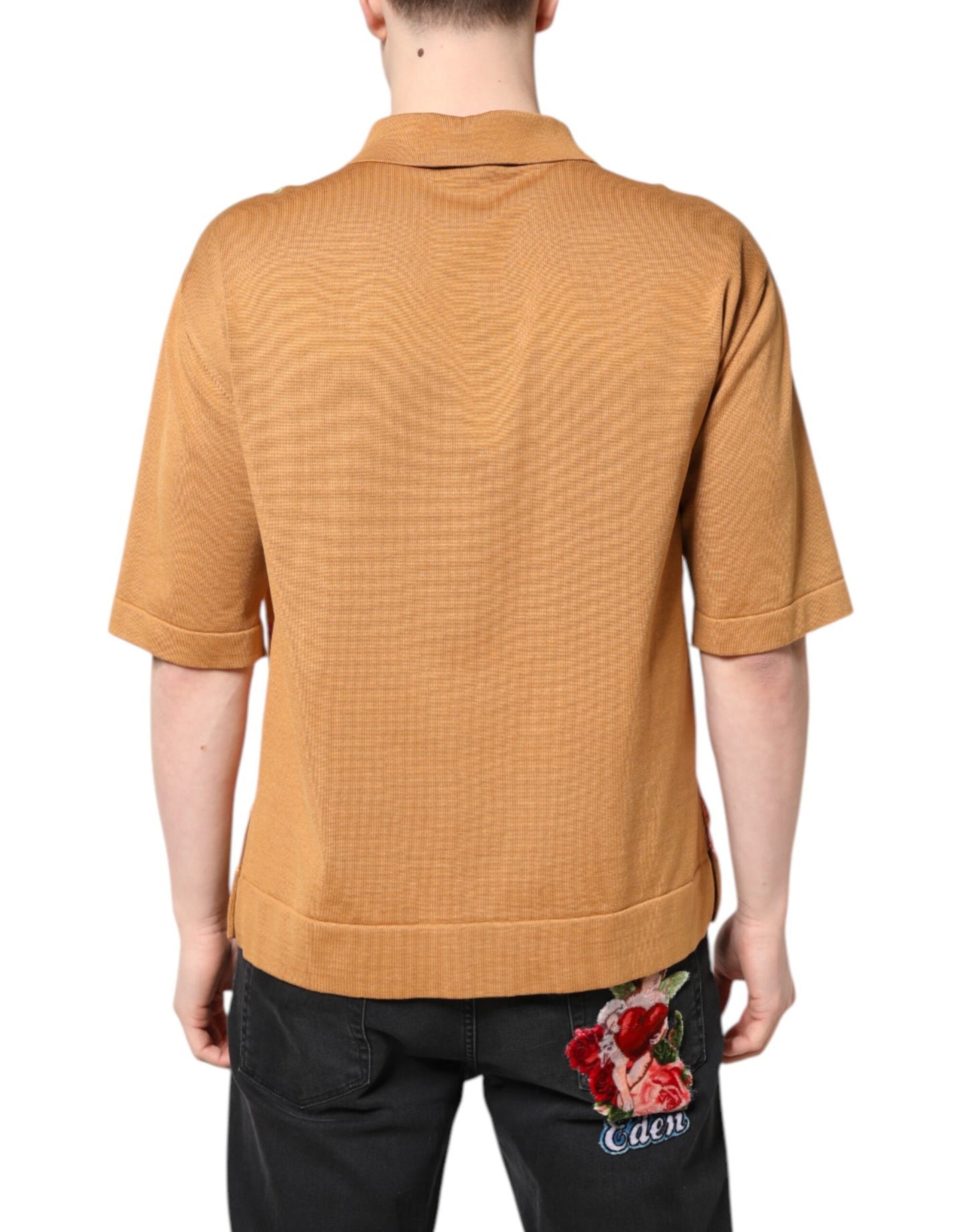 Dolce & Gabbana Brown Floral Collared Short Sleeve T-shirt Dolce & Gabbana