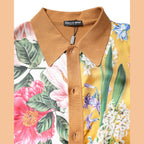 Dolce & Gabbana Brown Floral Collared Short Sleeve T-shirt