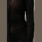 Dolce & Gabbana Black Mesh Trim Bodycon Long Sheath Dress
