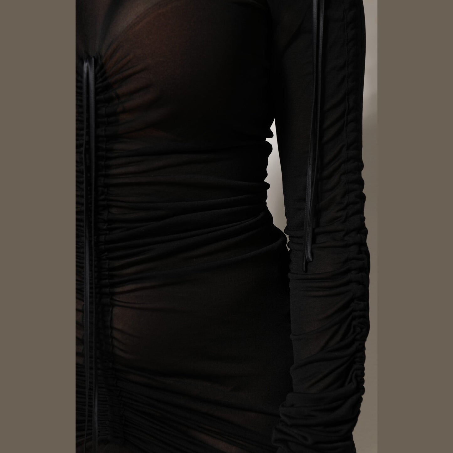 Dolce & Gabbana Black Mesh Trim Bodycon Long Sheath Dress Dolce & Gabbana