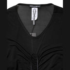 Dolce & Gabbana Black Mesh Trim Bodycon Long Sheath Dress